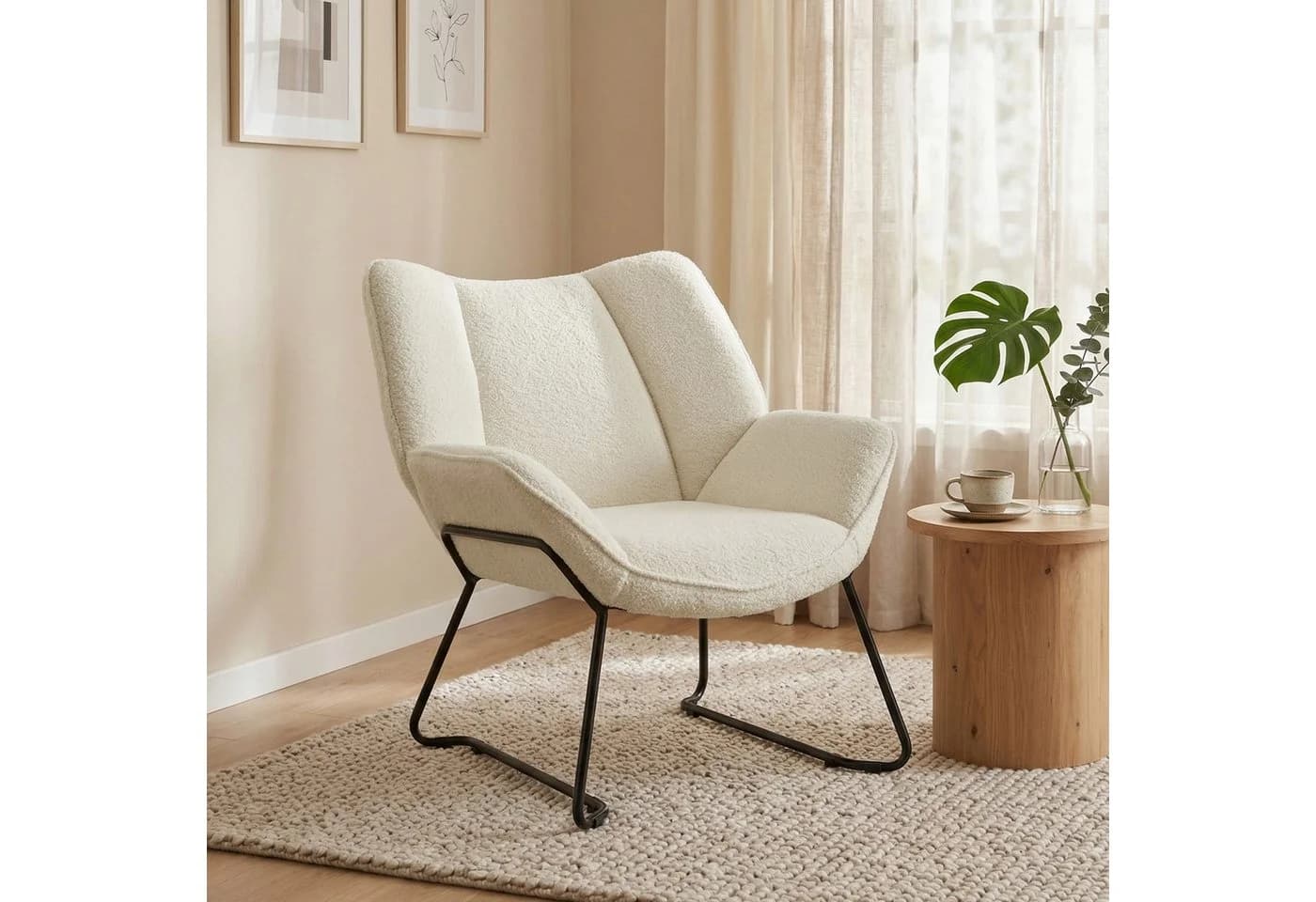 HOMCOM Relaxsessel Sherpa-Fleece Weiß Moderner Loungesessel - Bild 2