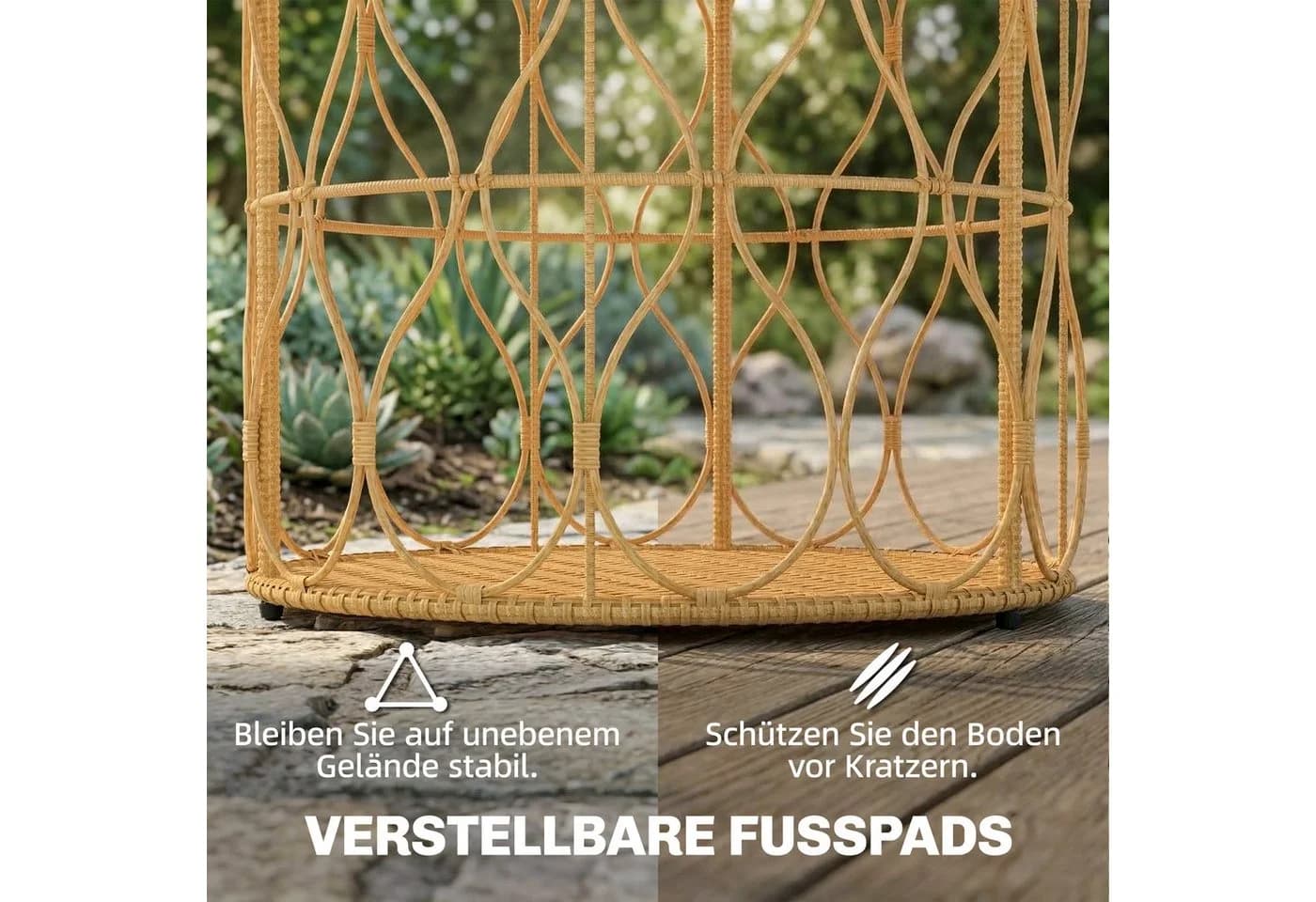 Outsunny Beistelltisch Rattanoptik Akazienholz Beige - Bild 5