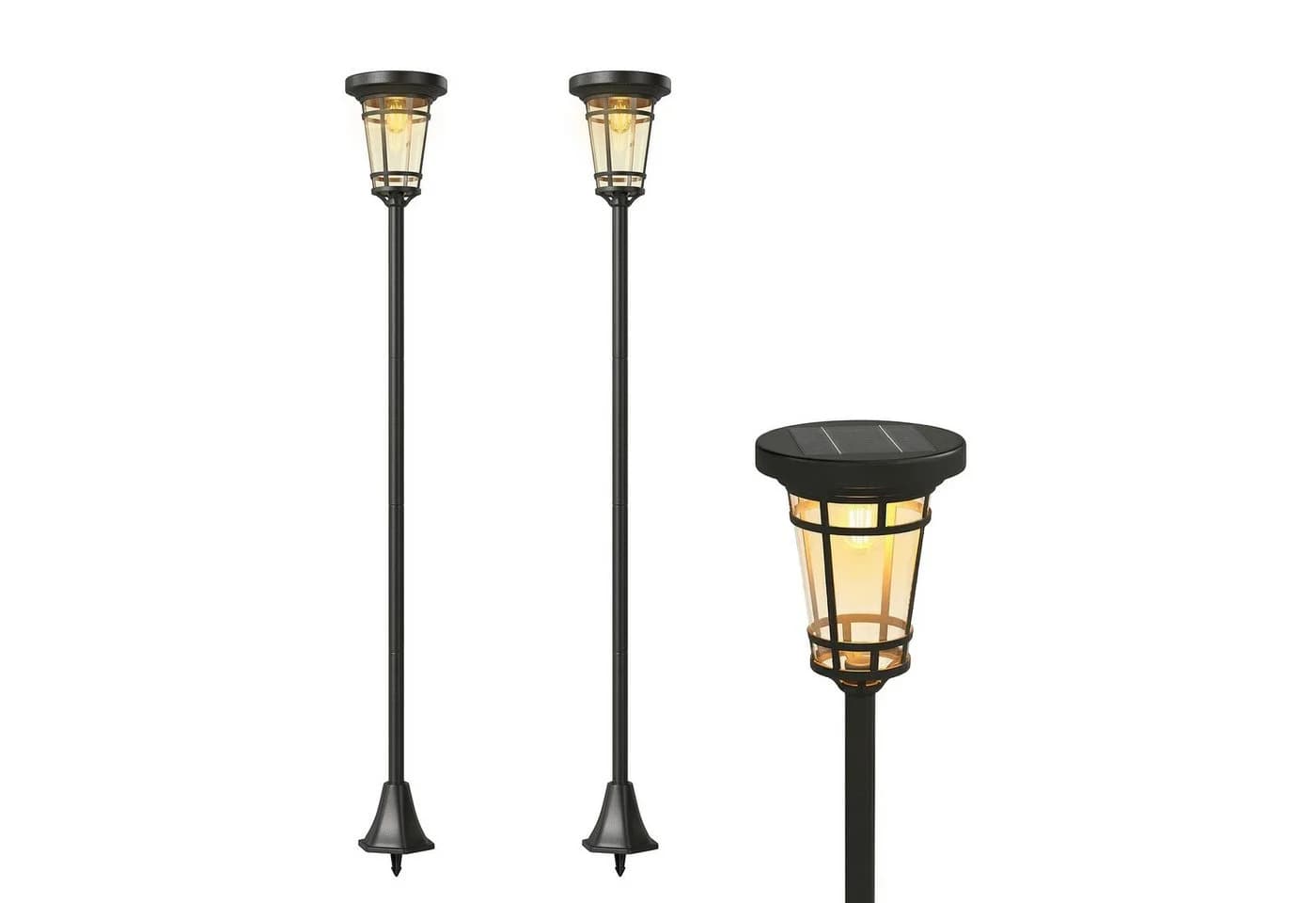 Outsunny Außen-Stehlampe Solar Schwarz 2er-Set