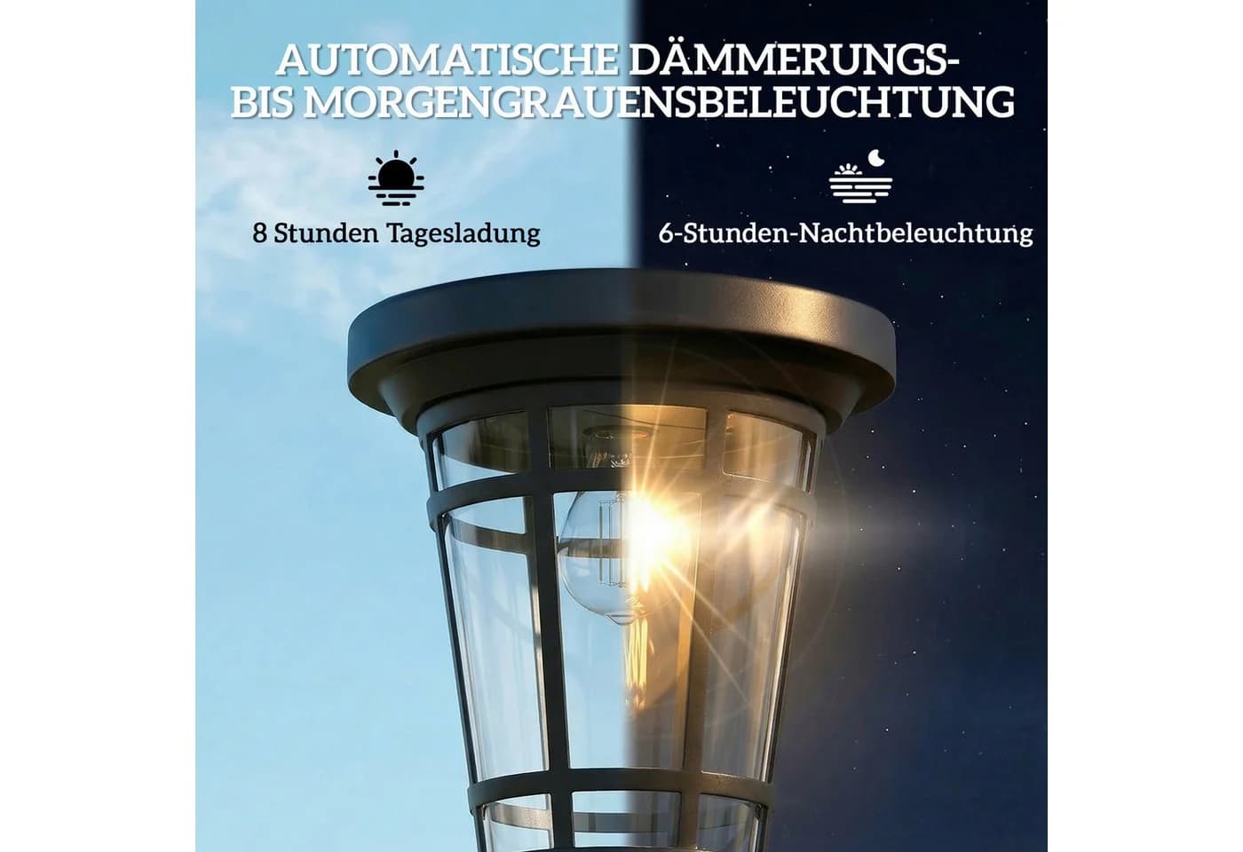 Outsunny Außen-Stehlampe Solar Schwarz 2er-Set - Bild 4