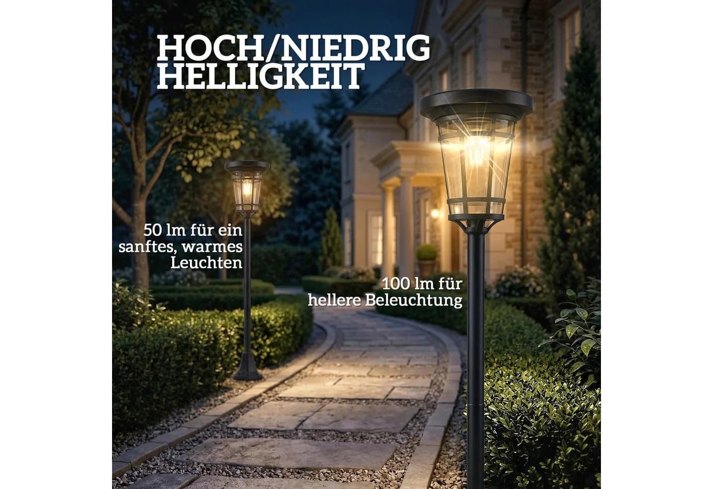 Outsunny Außen-Stehlampe Solar Schwarz 2er-Set - Bild 5