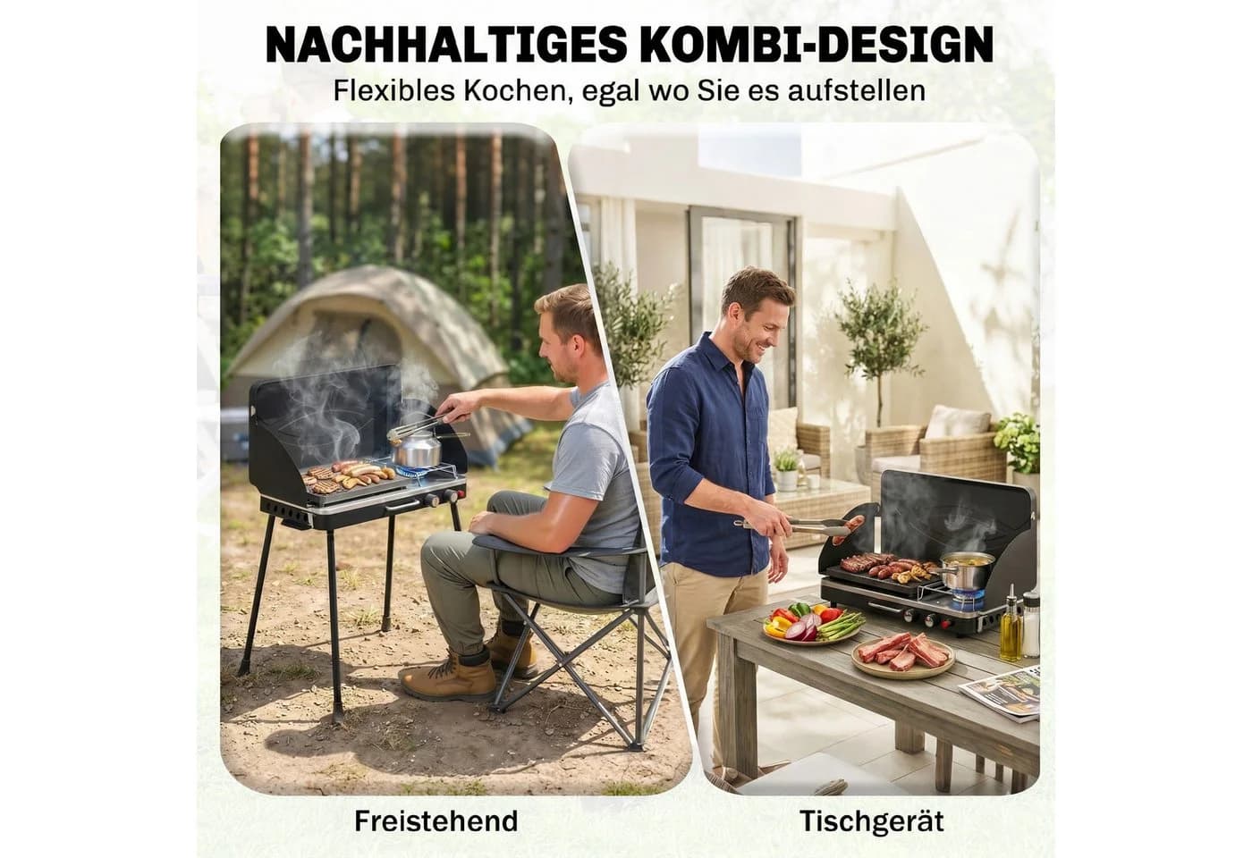 Outsunny Gasgrill 2-in-1 Schwarz 7 kW klappbar Campinggrill Tischgrill - Bild 5