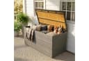 Outsunny Gartenbox mit Akazienholz-Deckel und PE-Rattan Dunkelgrau Bild 2