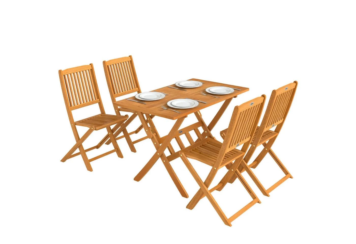 Outsunny Garten-Essgruppe 5-tlg. Akazienholz Klappbar Beige