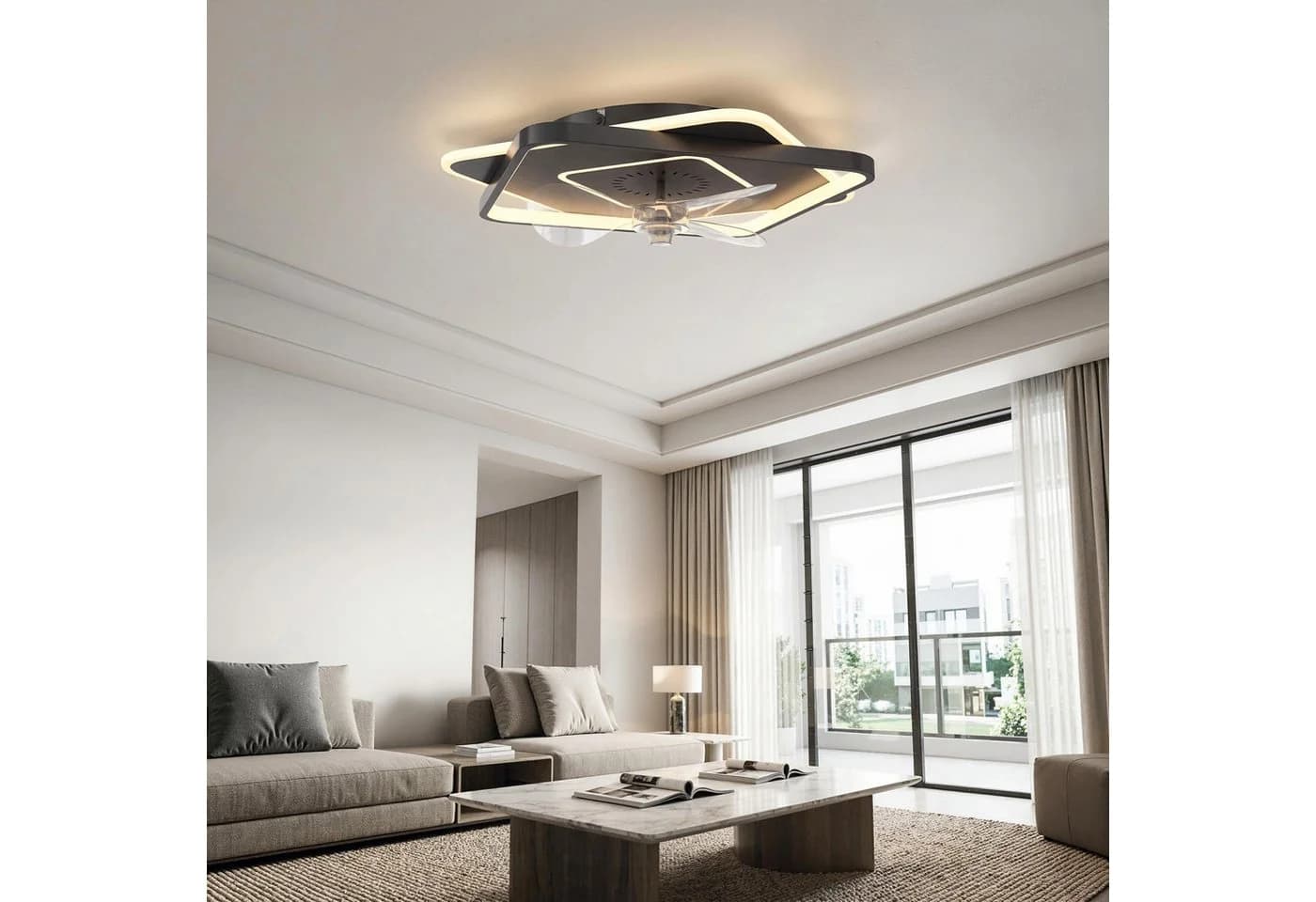 HOMCOM Deckenventilator mit Licht Schwarz Transparent 53cm Dimmbar Fernbedienung - Bild 2