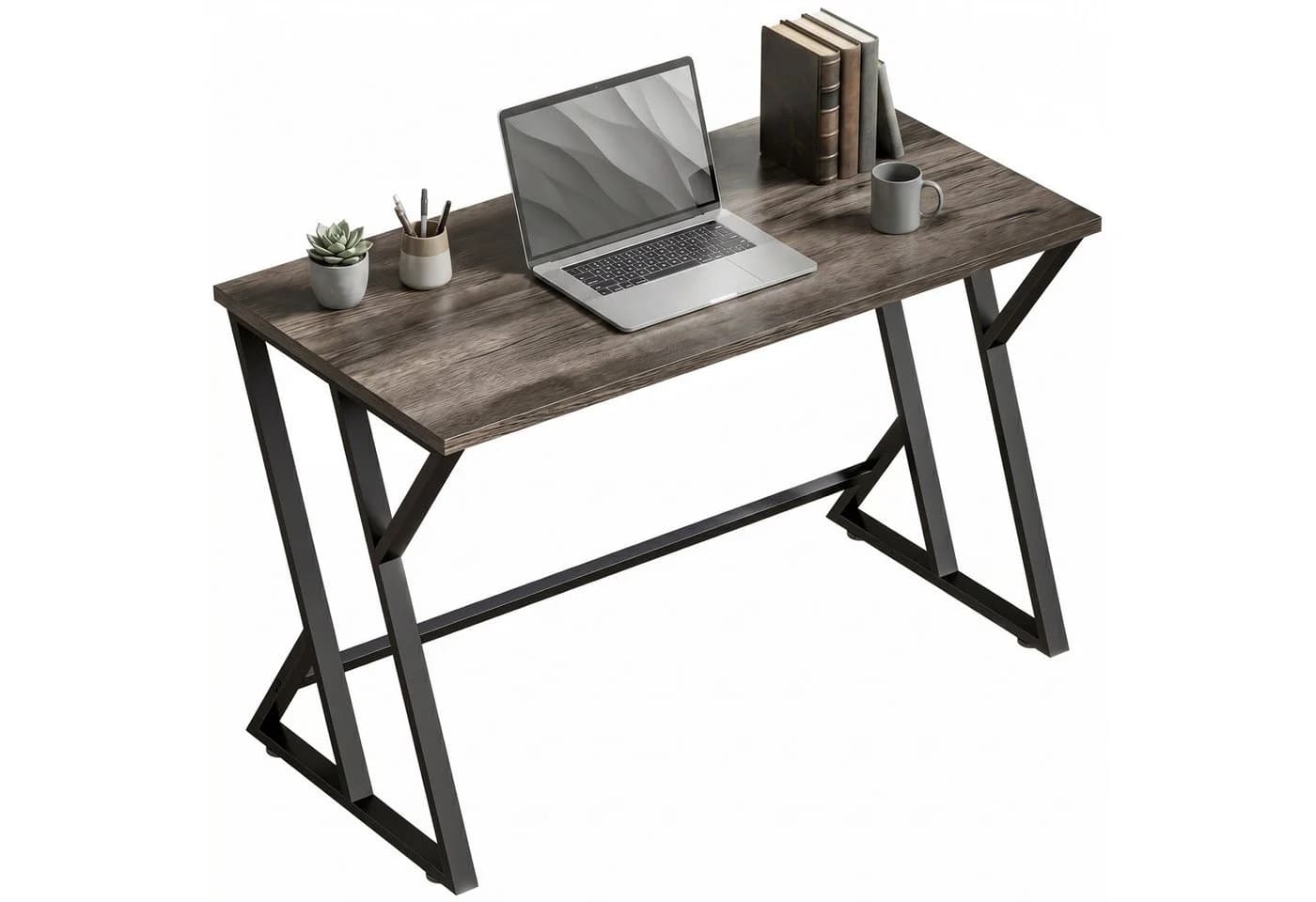 HOMCOM Schreibtisch Computertisch mit Z-förmigem Metallfuß Holzoptik