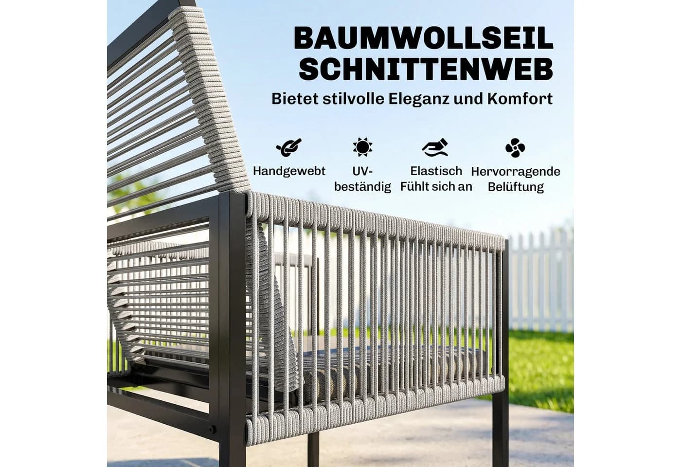 Outsunny Garten-Essgruppe 5-tlg. mit klappbaren Stühlen Hellgrau - Bild 5