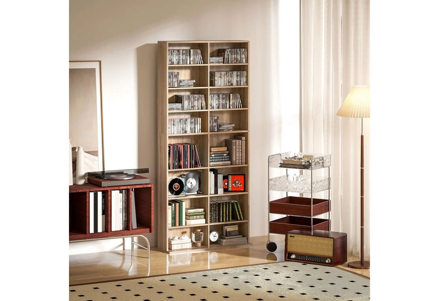HOMCOM CD-Regal Naturholz 18 Fächer Kippschutz - Bild 2