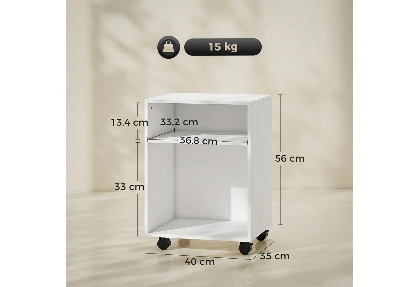 HOMCOM Aktenschrank Druckerhalter Weiß mit Rollen - Bild 3