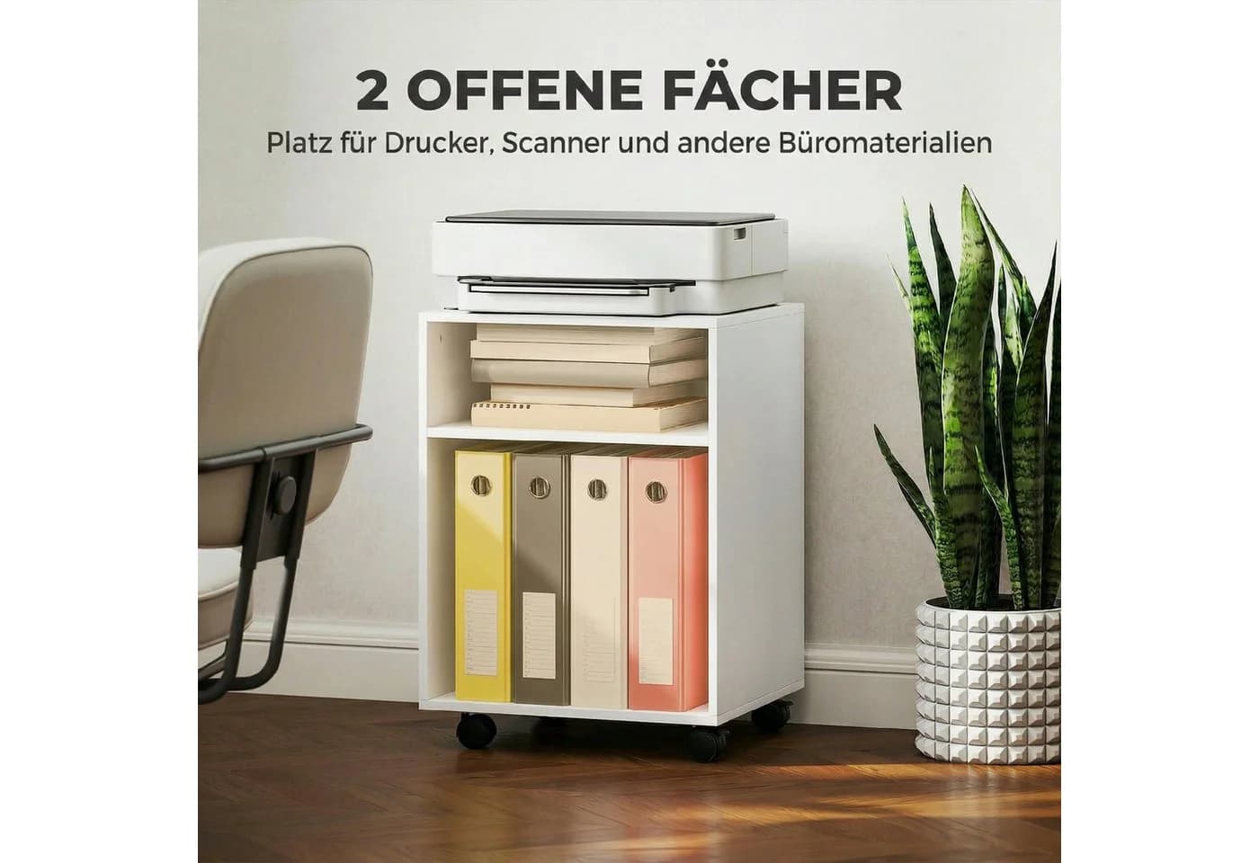 HOMCOM Aktenschrank Druckerhalter Weiß mit Rollen - Bild 4