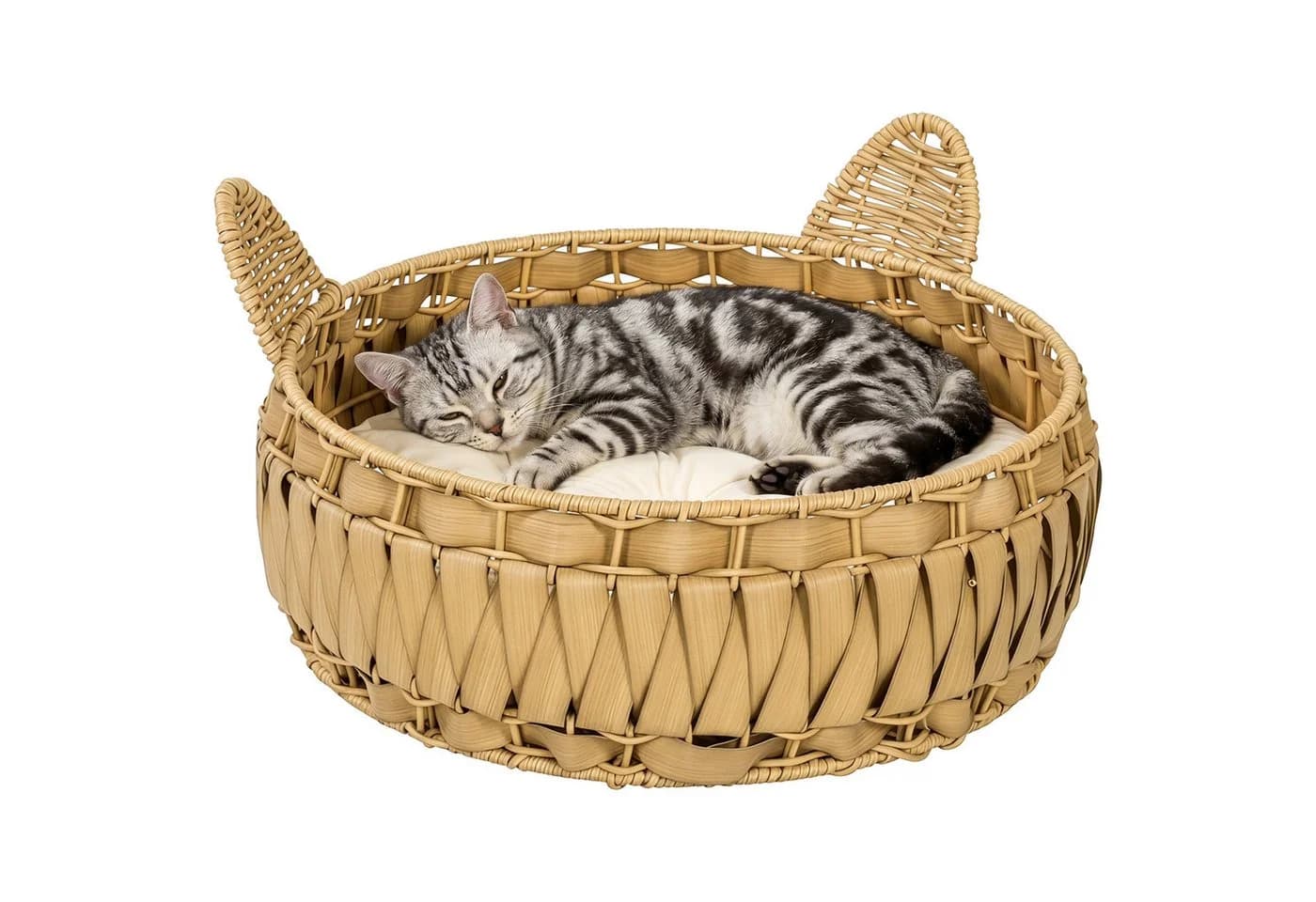 PawHut Katzenbett Ratten mit abnehmbarem Kissen Hellbraun