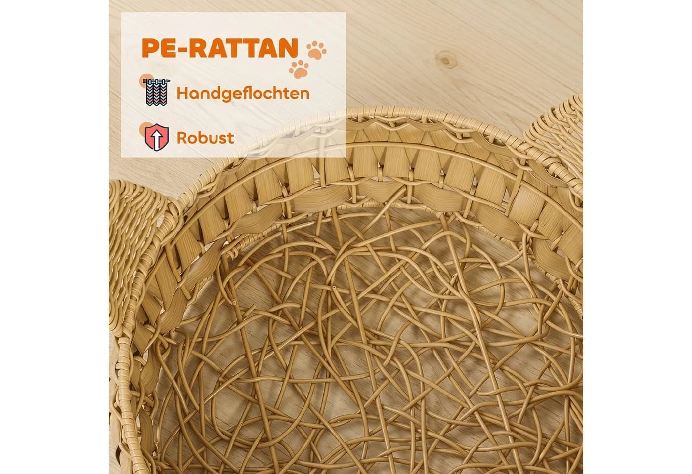 PawHut Katzenbett Ratten mit abnehmbarem Kissen Hellbraun - Bild 4
