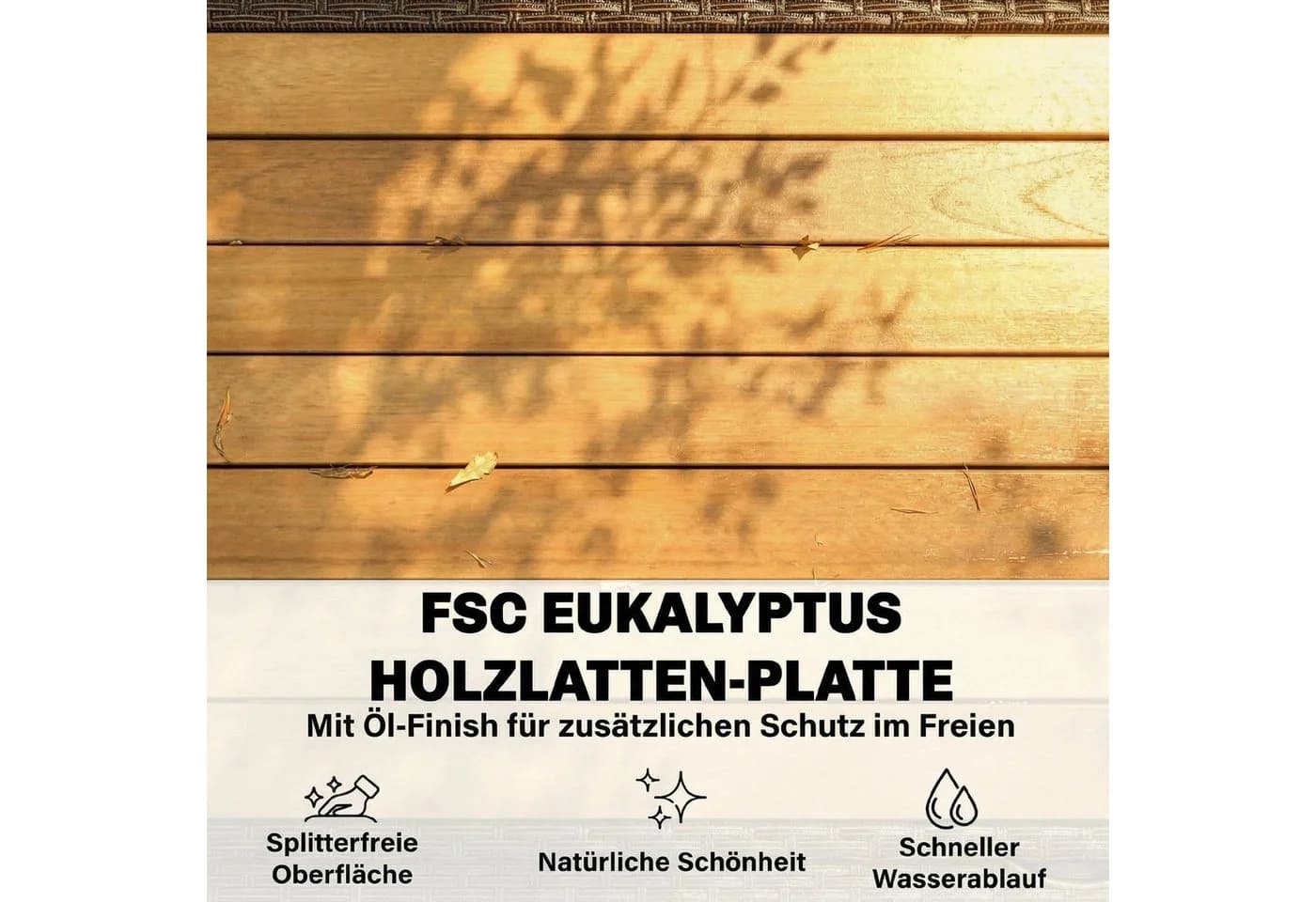 Outsunny Servierwagen mit Eukalyptusholz-Arbeitsplatte und PE-Rattan - Bild 4