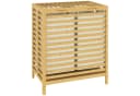 HOMCOM Wäschekorb Doppelkorb Bambus Beige/Weiß 64L Bild 1