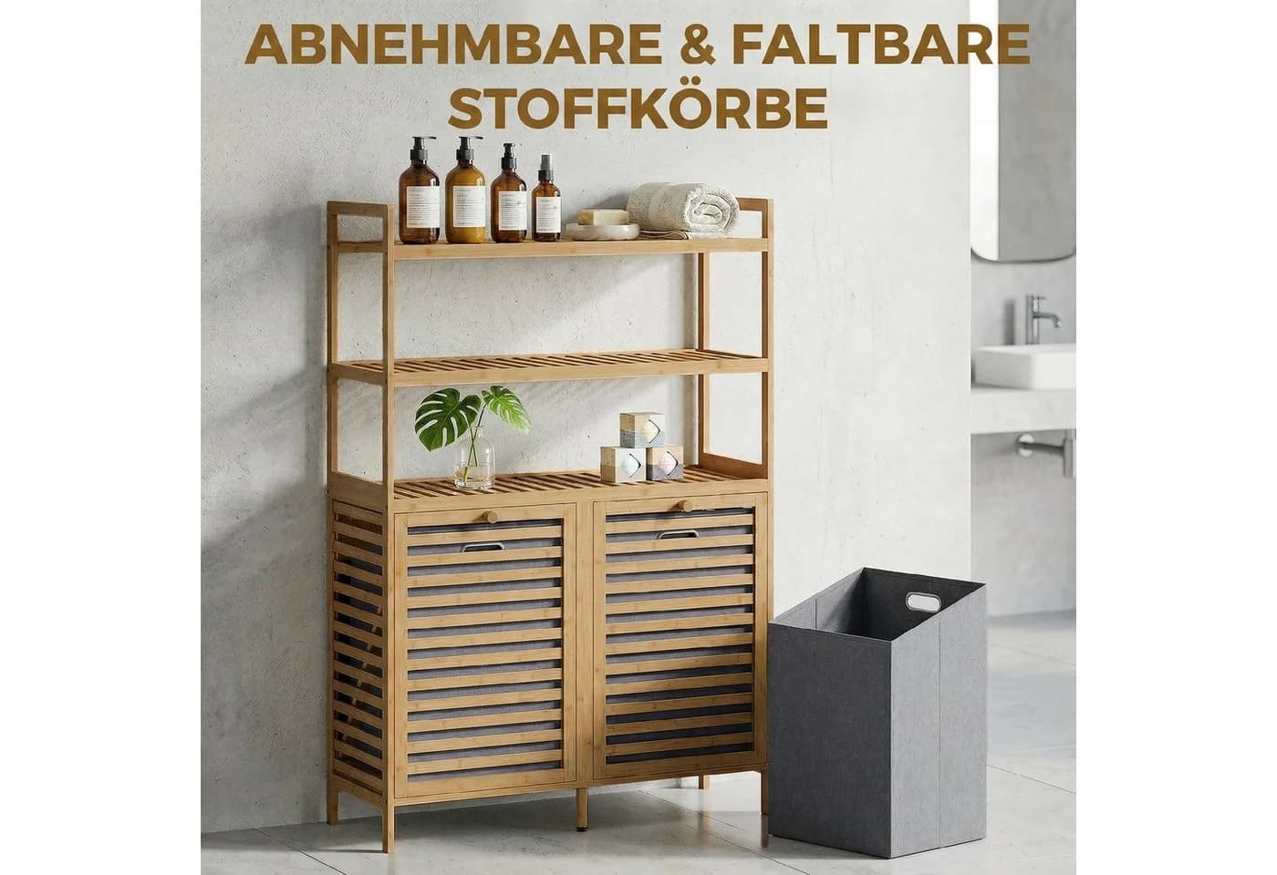 HOMCOM Wäschesortierer mit 2 Fächern & Ablage - Bild 5