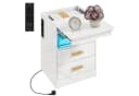 HOMCOM Nachttisch Beistelltisch mit LED-Beleuchtung und Ladestation Bild 1