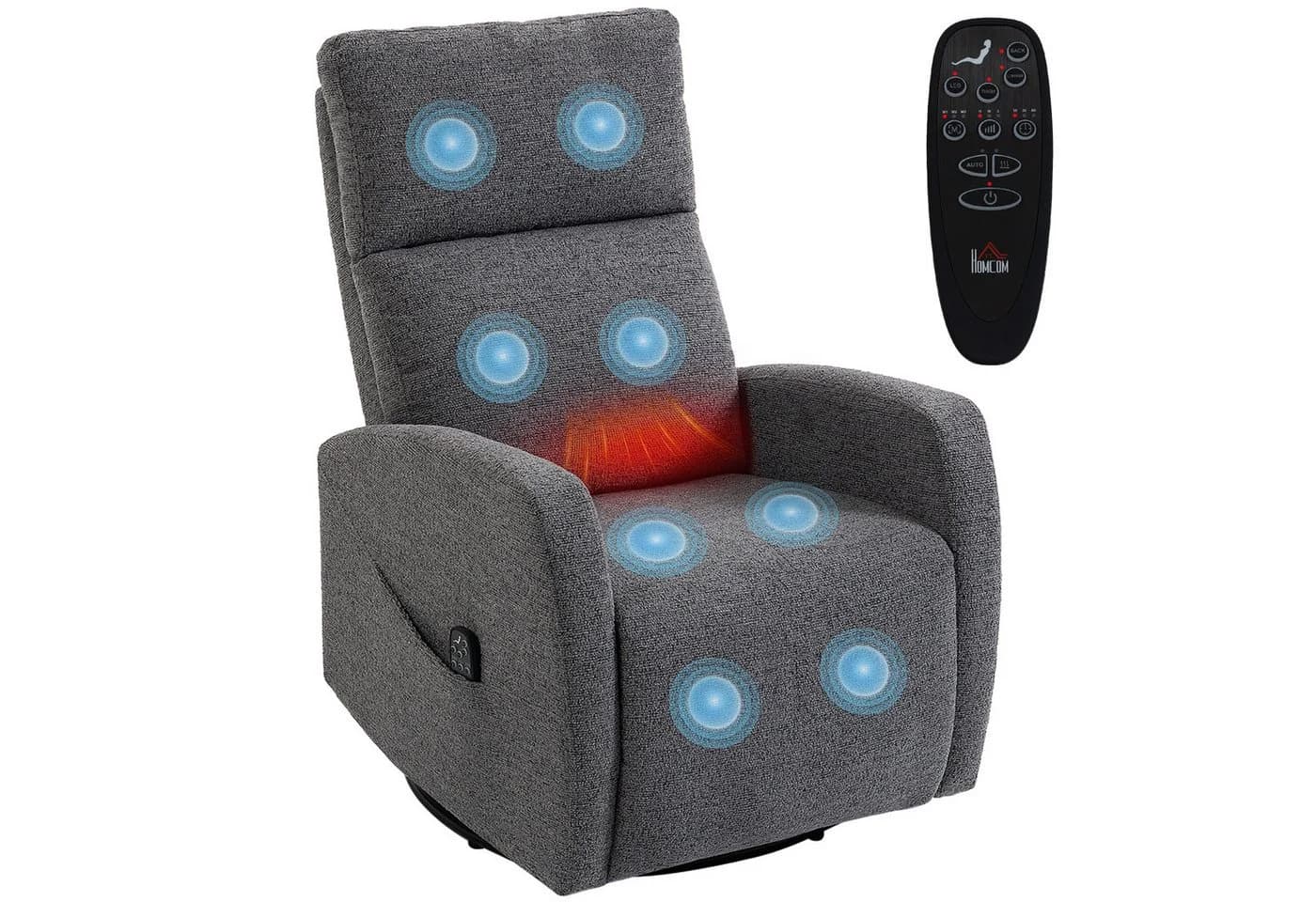 HOMCOM Massagesessel mit Wärme und Vibration Dunkelgrau Chenille