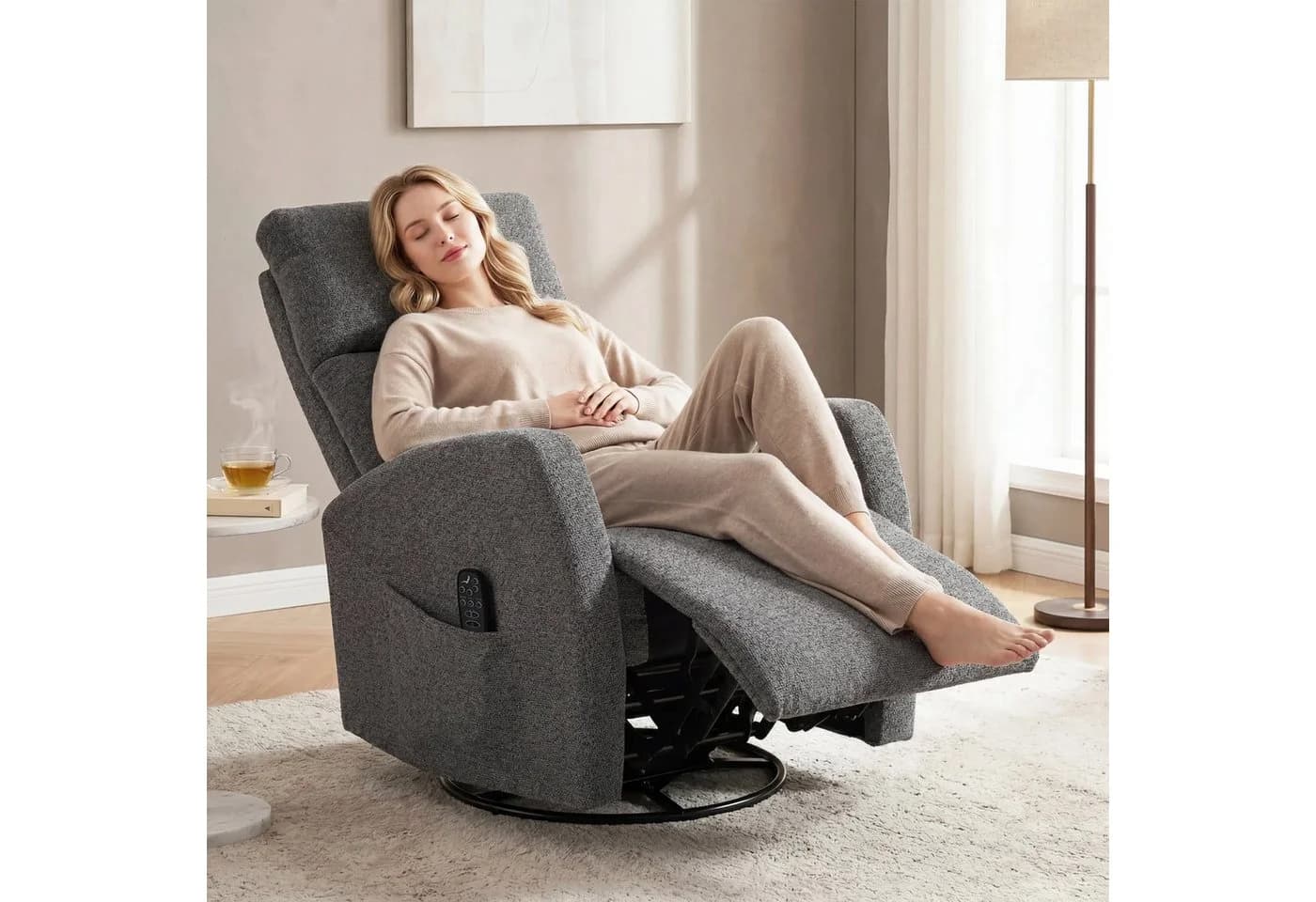 HOMCOM Massagesessel mit Wärme und Vibration Dunkelgrau Chenille - Bild 2
