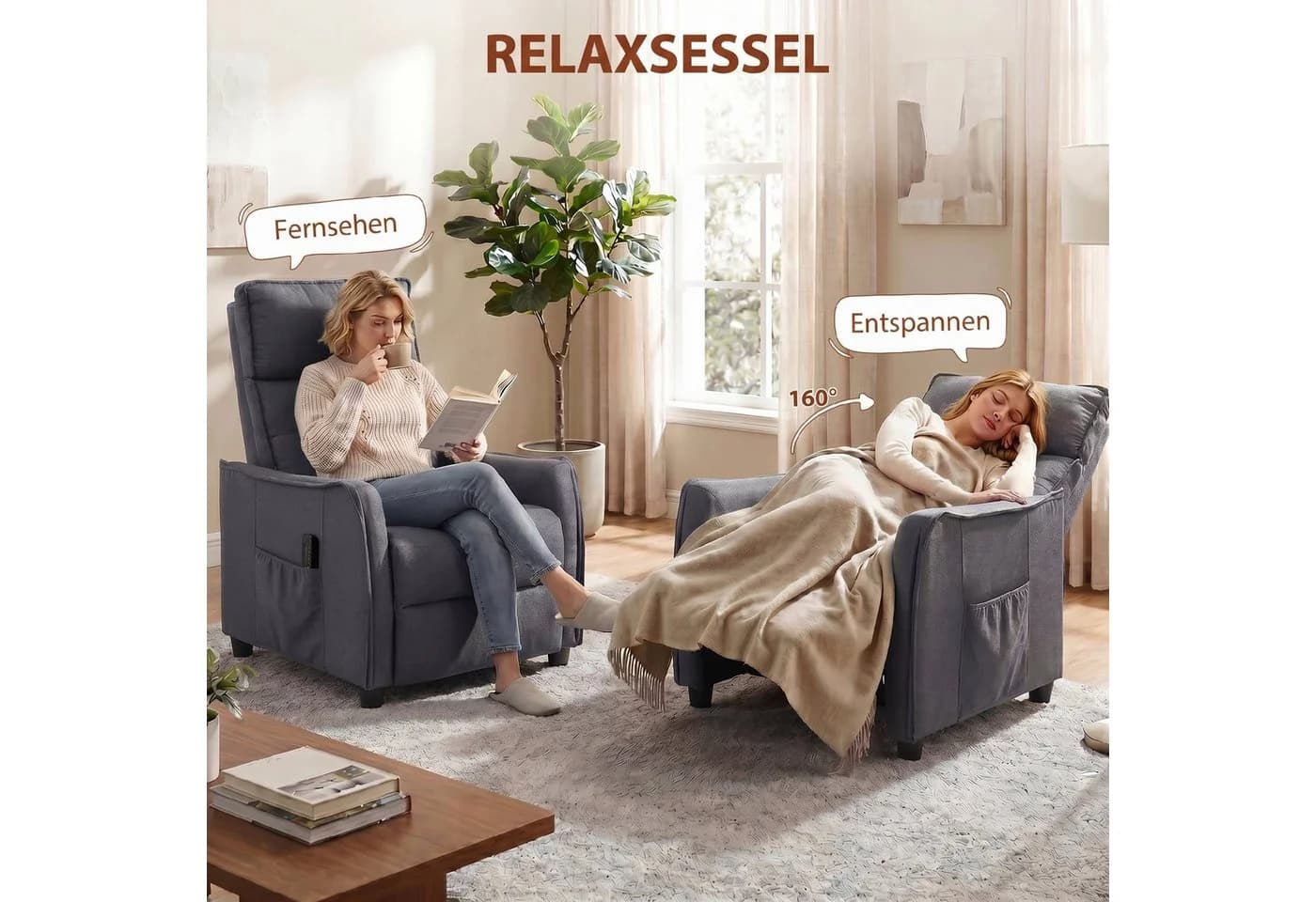 HOMCOM Massagesessel Fernsehsessel Grau mit Massagefunktion und Liegefunktion - Bild 5