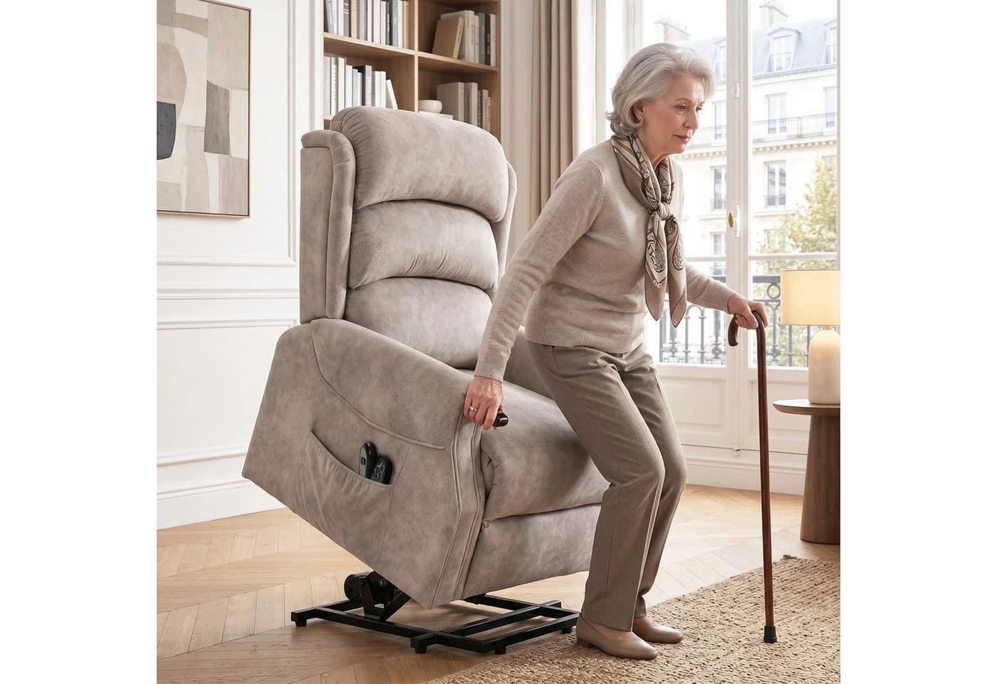 HOMCOM Relaxsessel Hellgrau Elektrische Aufstehhilfe Massage - Bild 2
