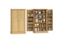 HOMCOM Hochschrank Vitrinenschrank mit Rattanoptik und 12 Gewürzfächern Bild 1