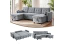 HOMCOM Ecksofa mit Schlaffunktion und Stauraum Grau Bild 1