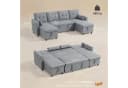 HOMCOM Ecksofa mit Schlaffunktion und Stauraum Grau Bild 3