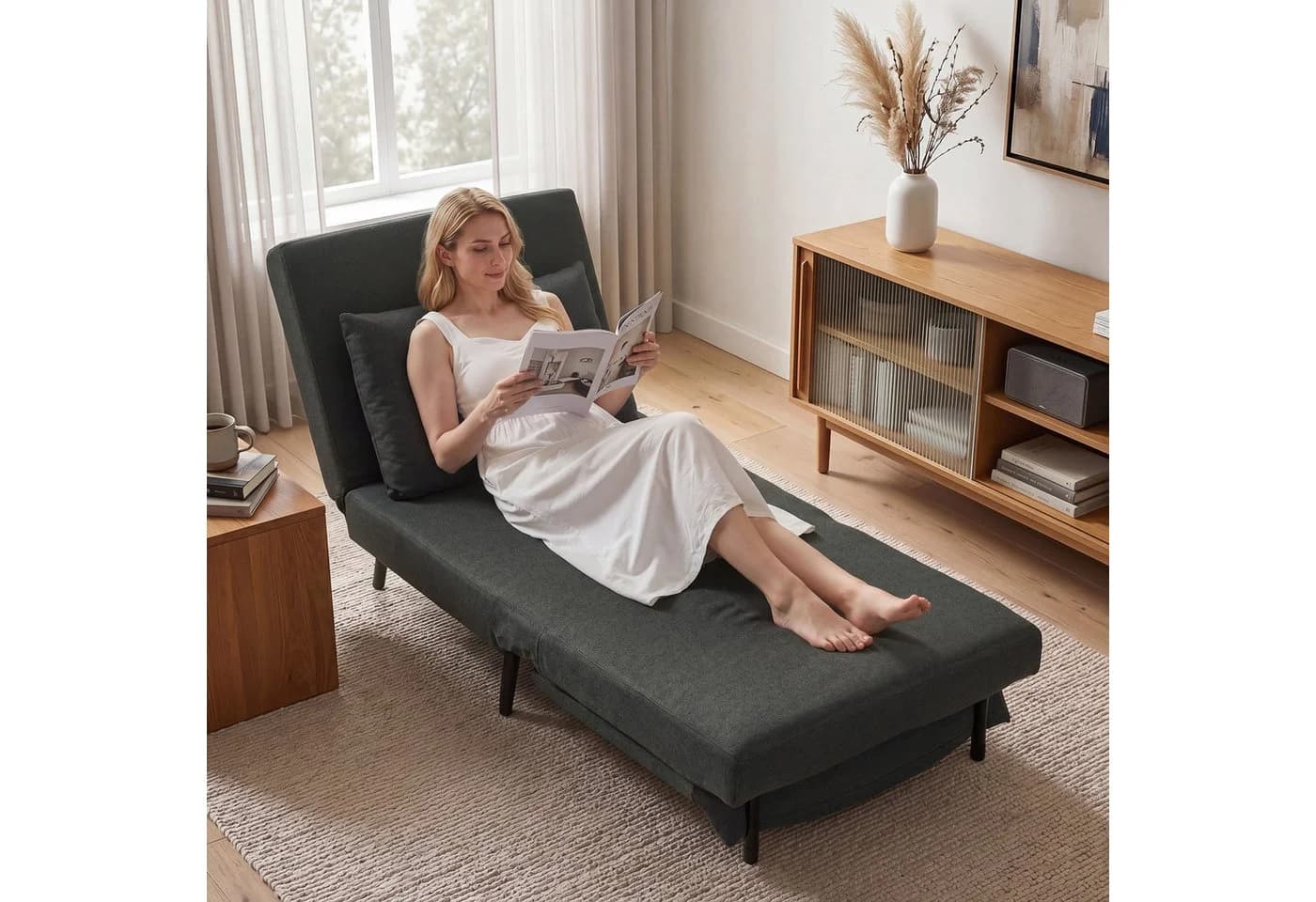 HOMCOM 3-in-1 Schlafsofa Schlafsessel Dunkelgrau mit Bettfunktion - Bild 2