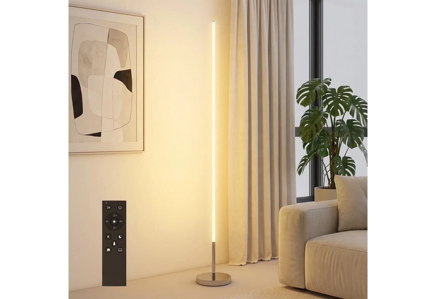 HOMCOM Dimmbare LED Stehlampe mit Fernbedienung und Fußschalter