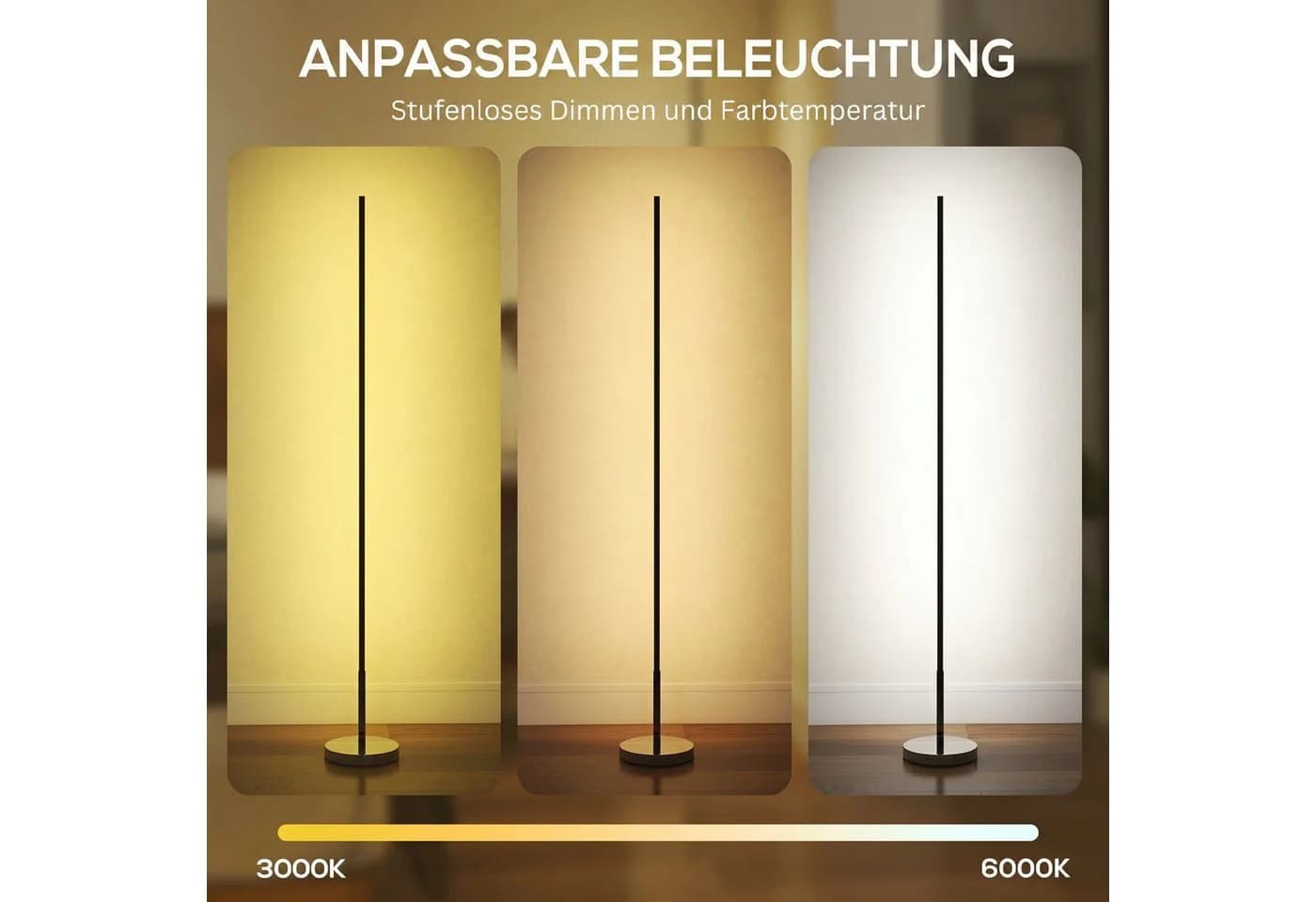 HOMCOM Dimmbare LED Stehlampe mit Fernbedienung und Fußschalter - Bild 4