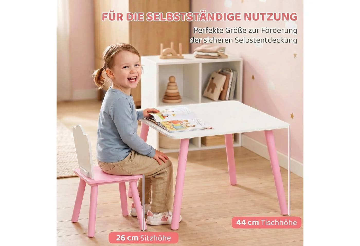 AIYAPLAY Kindersitzgruppe Rosa/Weiß mit 2 Stühlen - Bild 4