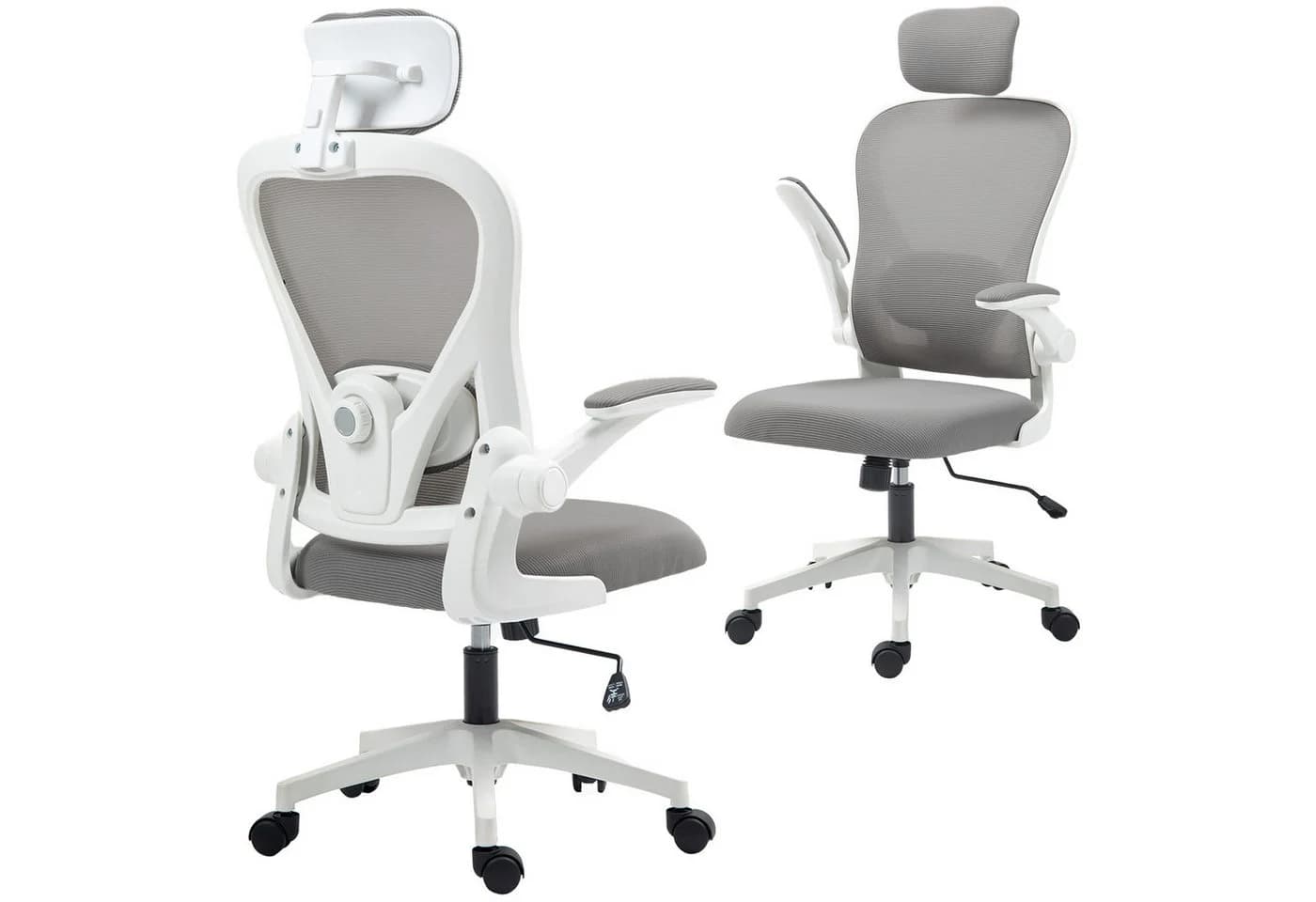 HOMCOM Bürostuhl Ergonomisch mit Netzbespannung Grau