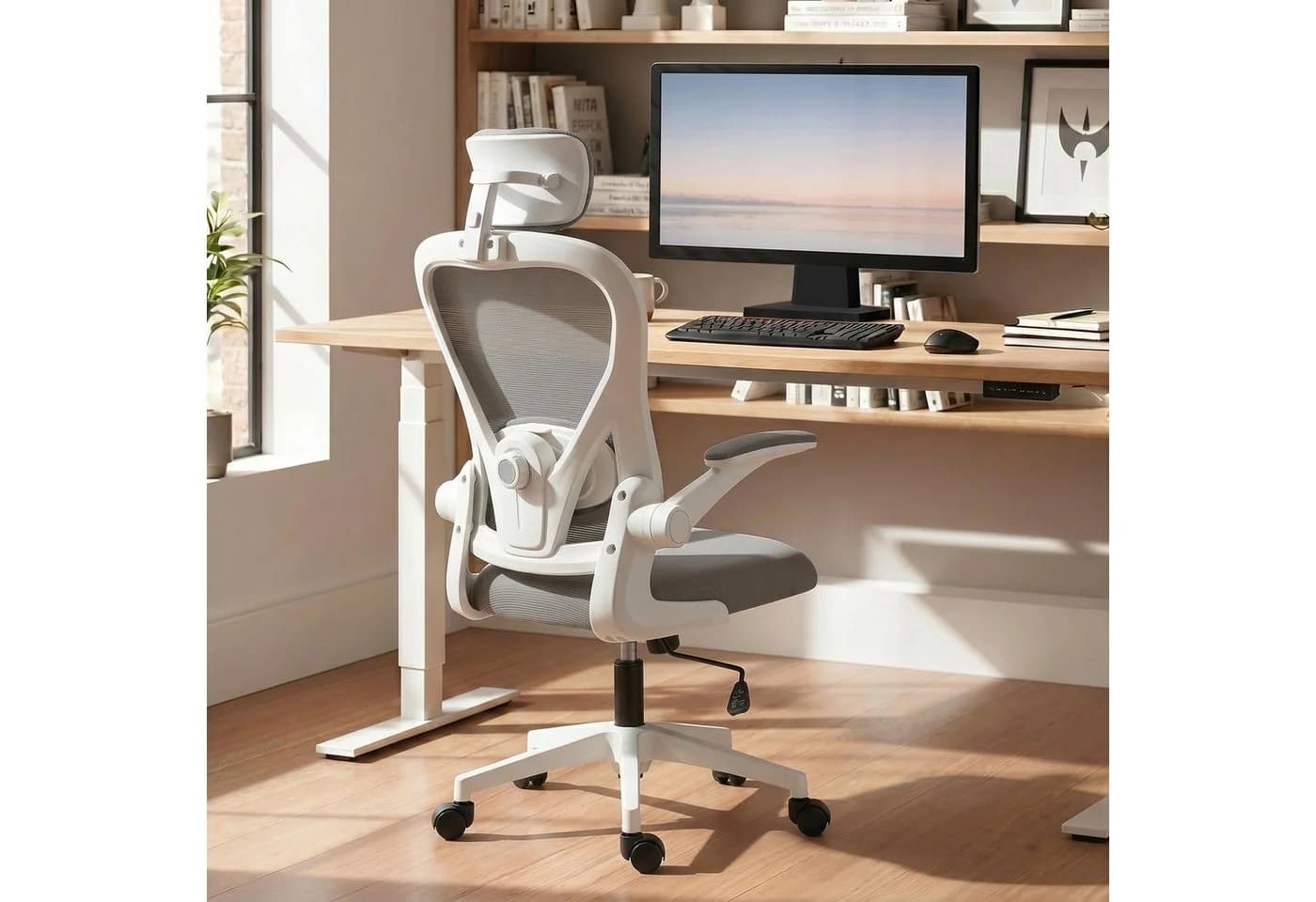HOMCOM Bürostuhl Ergonomisch mit Netzbespannung Grau - Bild 2