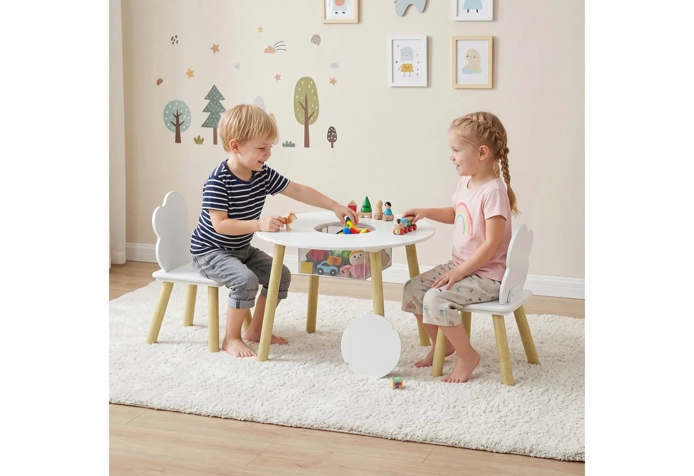AIYAPLAY Kindersitzgruppe mit Wolken-Design und Aufbewahrungsnetz - Bild 2