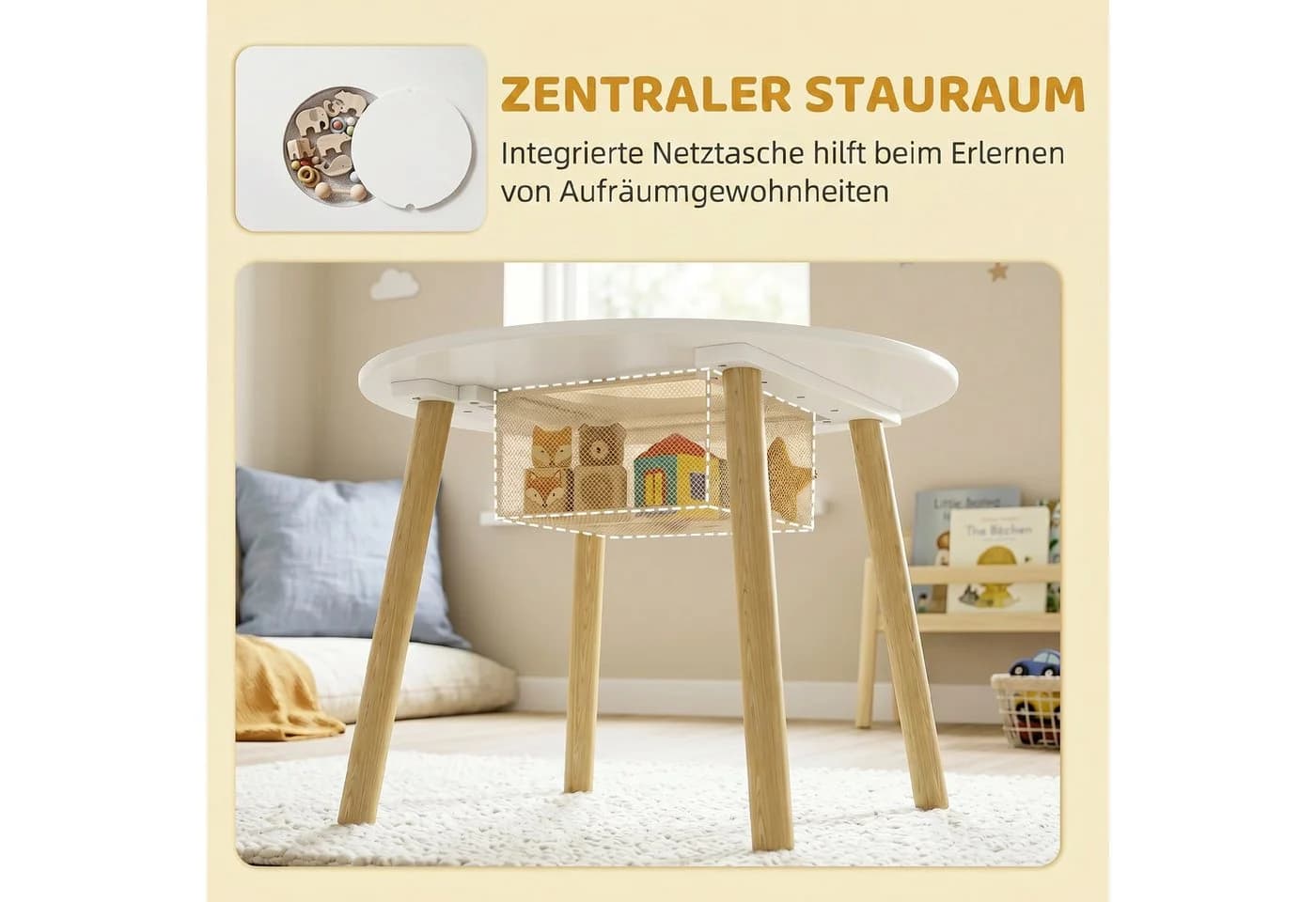 AIYAPLAY Kindersitzgruppe mit Wolken-Design und Aufbewahrungsnetz - Bild 5