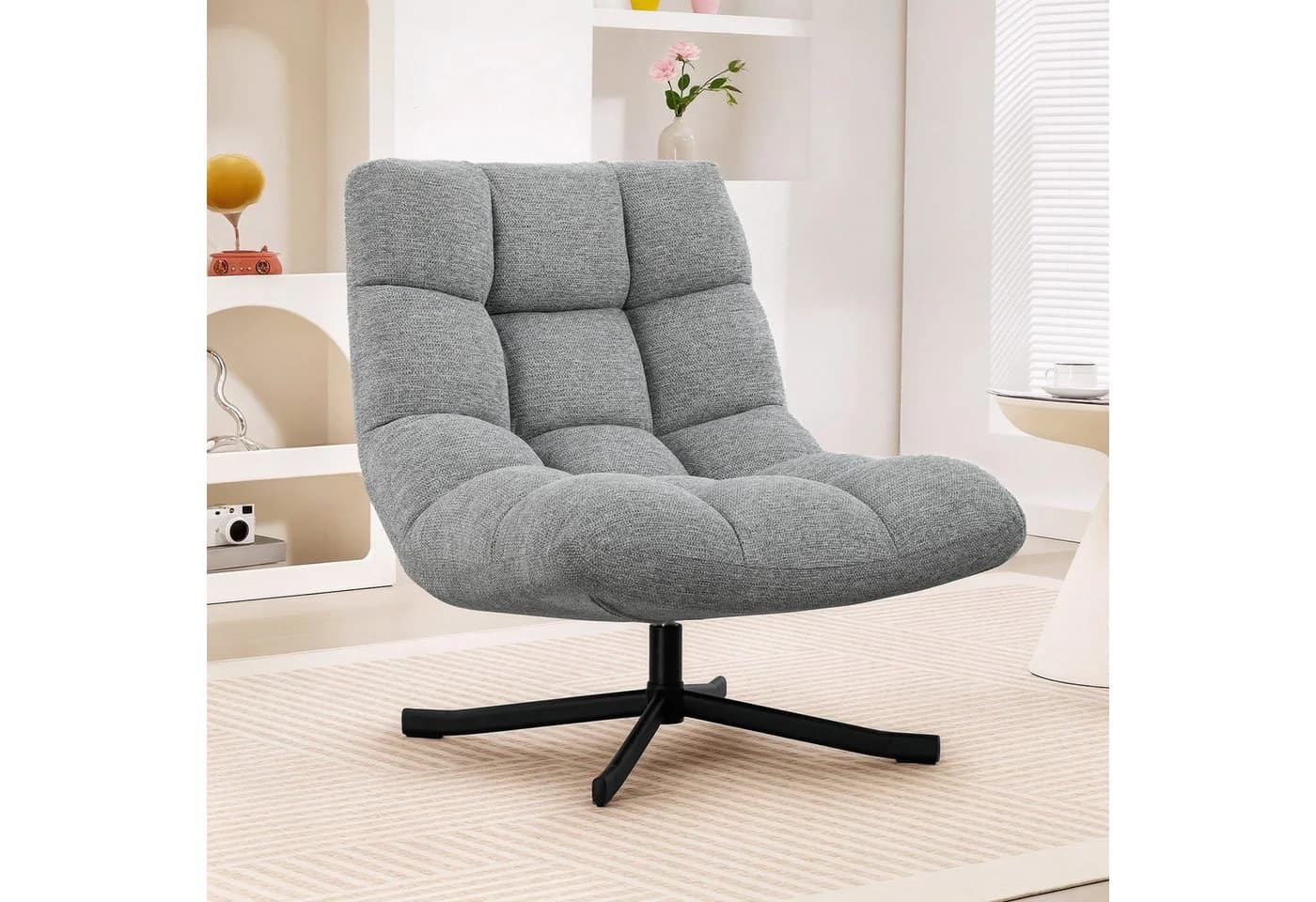 HOMCOM Relaxsessel Grau Chenille 360° drehbar - Bild 2