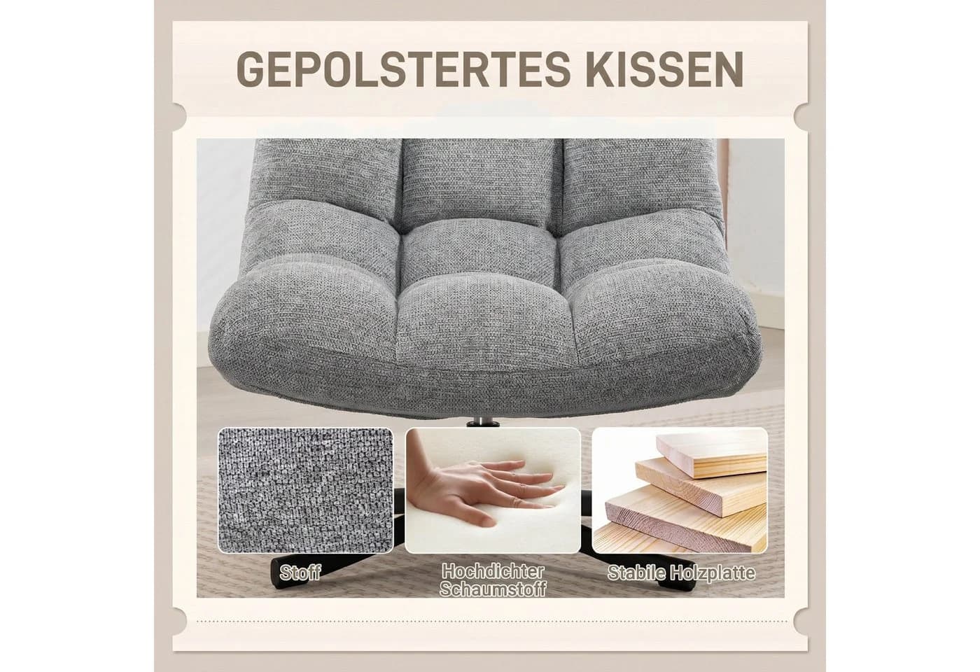 HOMCOM Relaxsessel Grau Chenille 360° drehbar - Bild 5