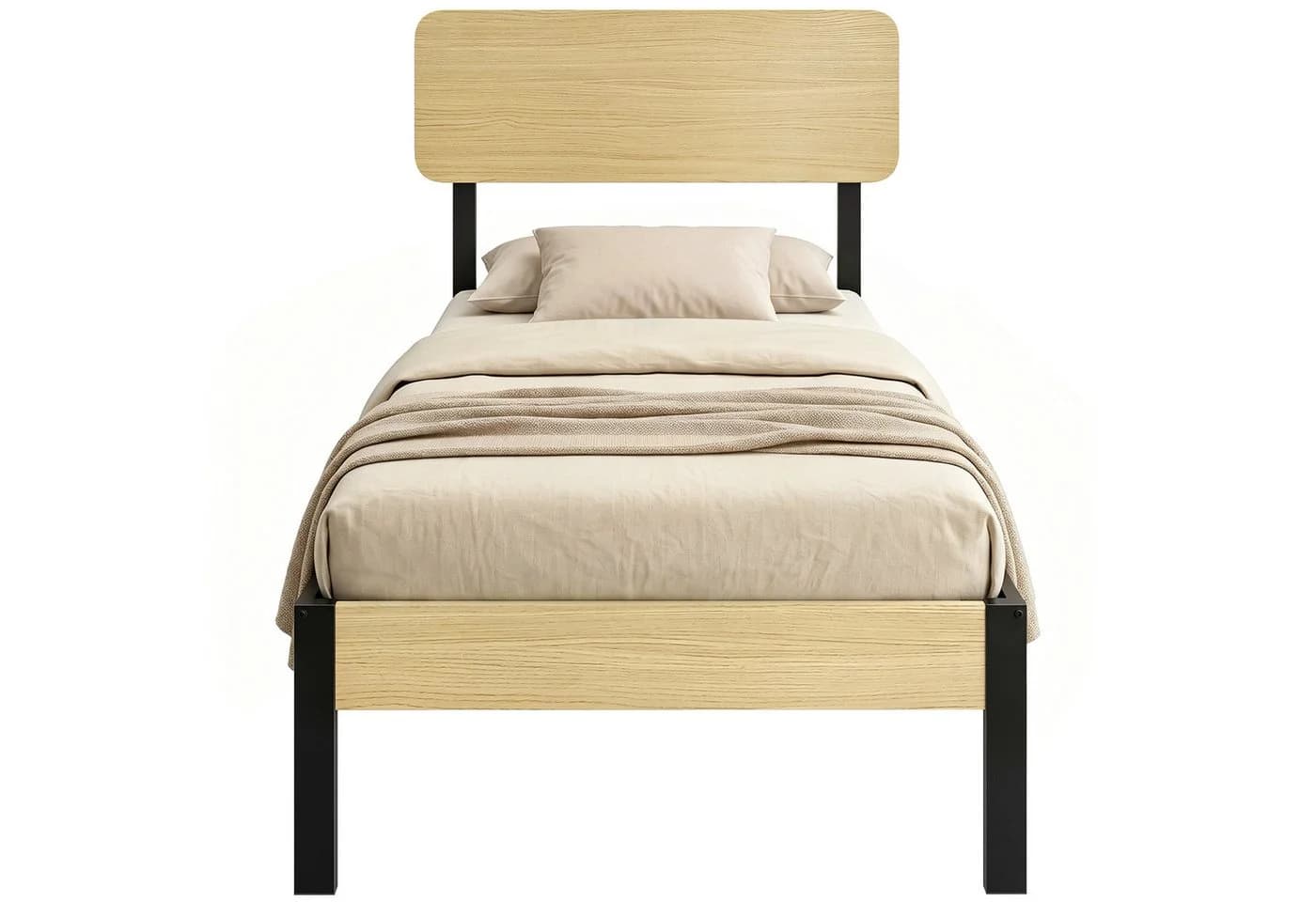 HOMCOM Bettgestell 90x200 cm mit Kopfteil und Stauraum