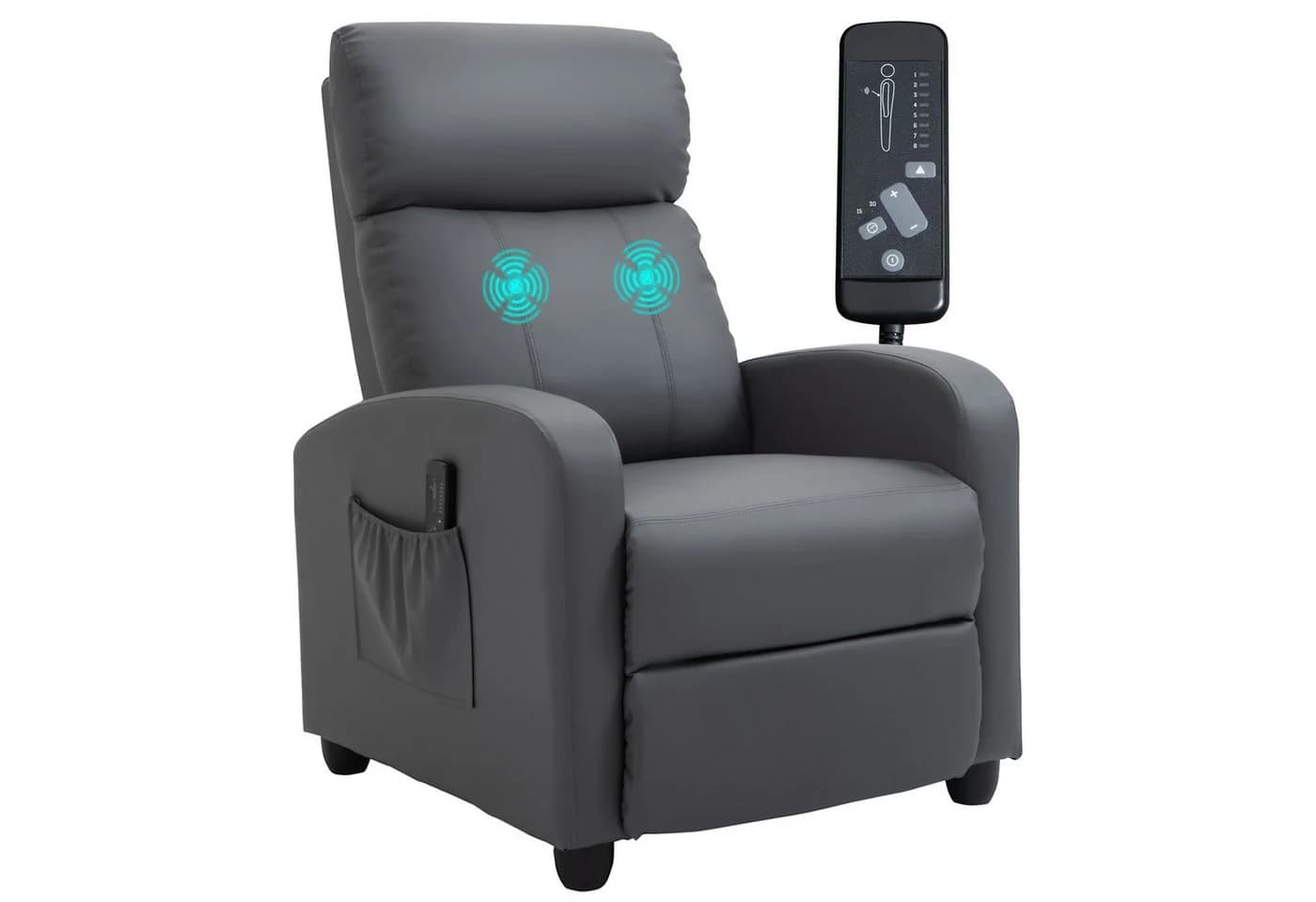 HOMCOM Massagesessel Grau mit Massagefunktion und Fernbedienung