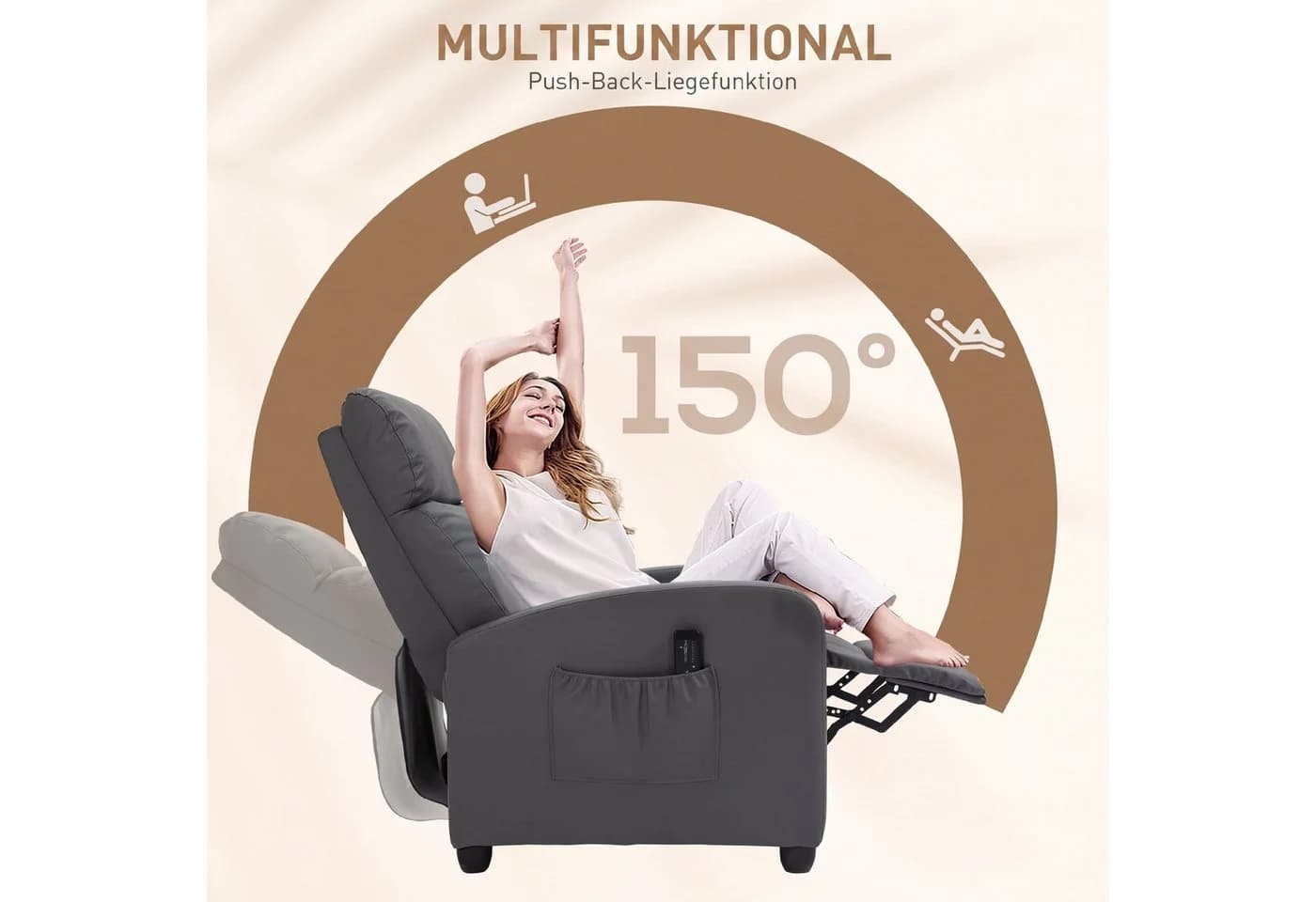 HOMCOM Massagesessel Grau mit Massagefunktion und Fernbedienung - Bild 5