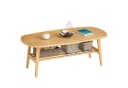 HOMCOM Couchtisch Ovale Tischplatte mit Ablage Naturholz Bild 1