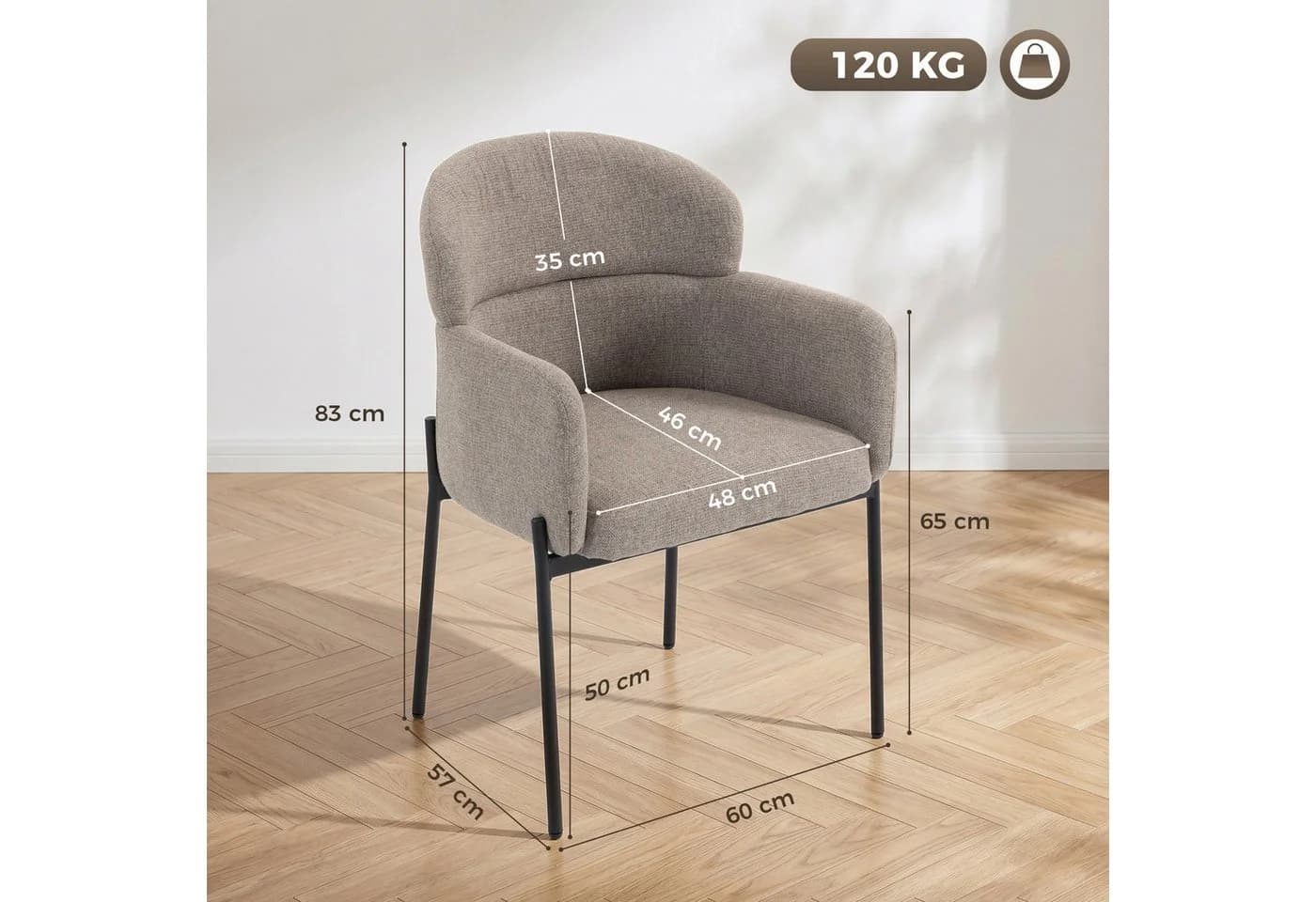 HOMCOM Relaxsessel Hellbraun Chenille-Optik - Bild 3