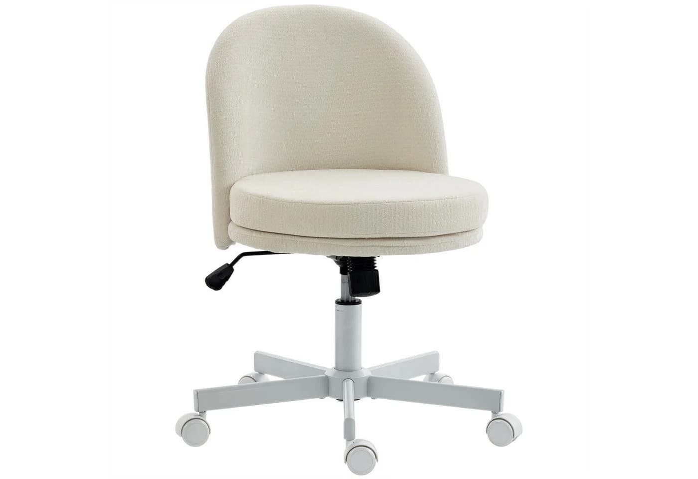 HOMCOM Bürostuhl Chenille-Optik Cremeweiß Höhenverstellbar