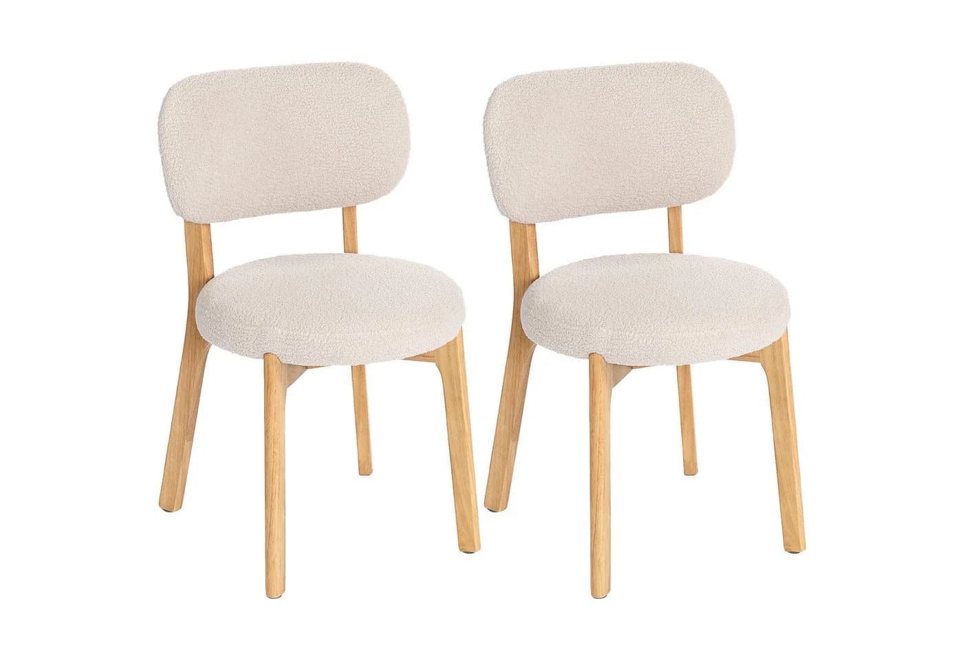 HOMCOM Esszimmerstuhl 2er Set Bouclé-Bezug Holzbeine Mid-Century