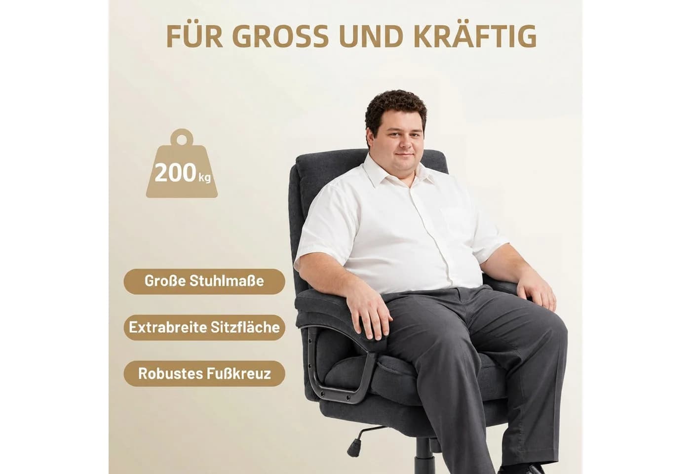 HOMCOM Bürostuhl Chefsessel Schwarz mit Hoher Rückenlehne & Wippfunktion - Bild 4