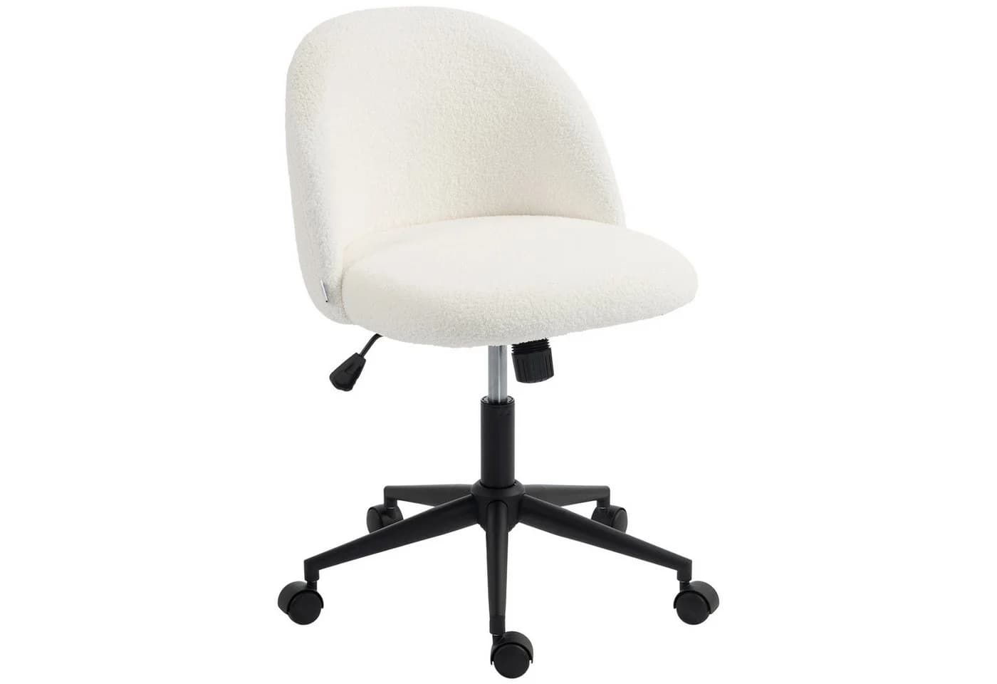 HOMCOM Bürostuhl Cremeweiß Teddy-Fleece Höhenverstellbar Wippfunktion