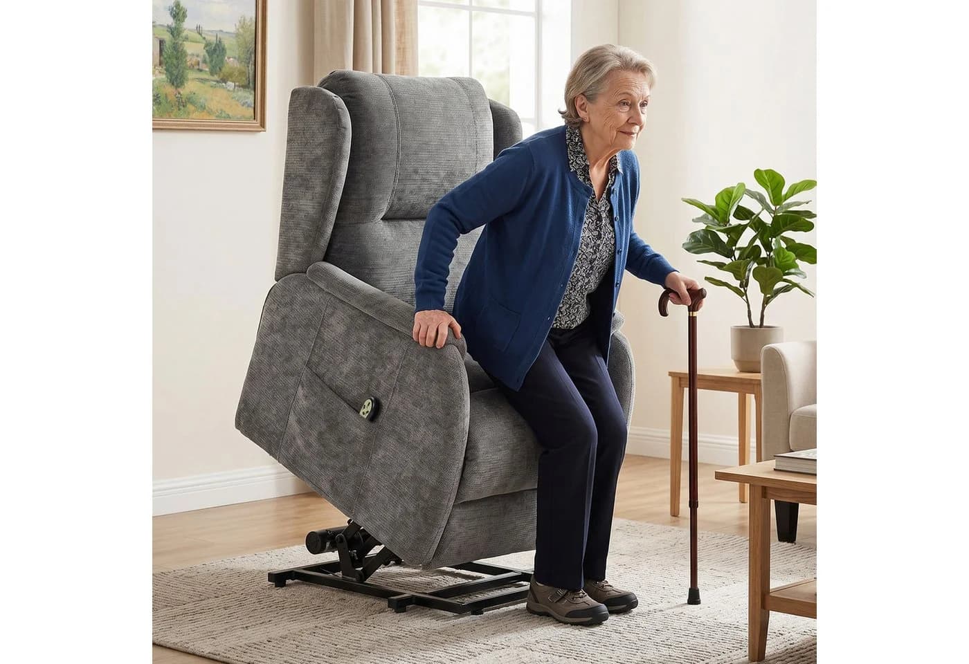 HOMCOM Relaxsessel mit Aufstehhilfe und Doppelmotor Grau - Bild 2