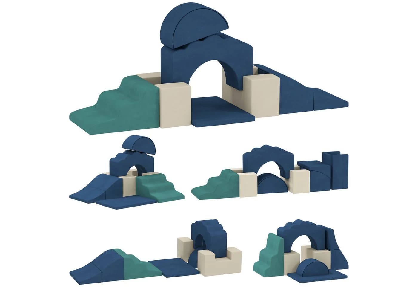 AIYAPPLAY Schaumstoff Bausteine Set 7-tlg. Blau/Grün/Weiß - Bild 2