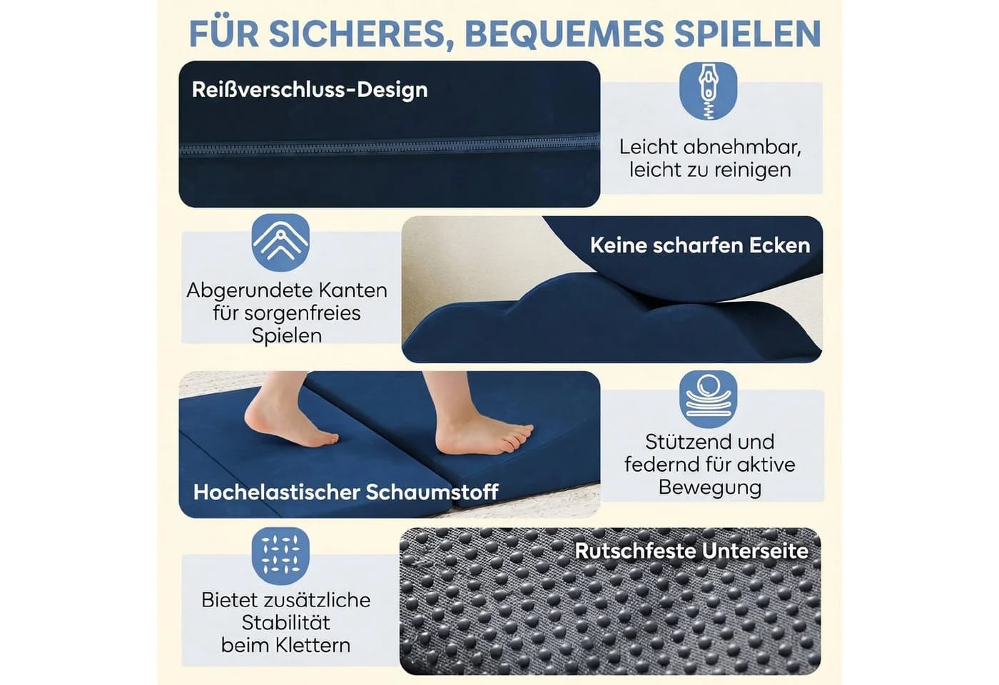 AIYAPPLAY Schaumstoff Bausteine Set 7-tlg. Blau/Grün/Weiß - Bild 5