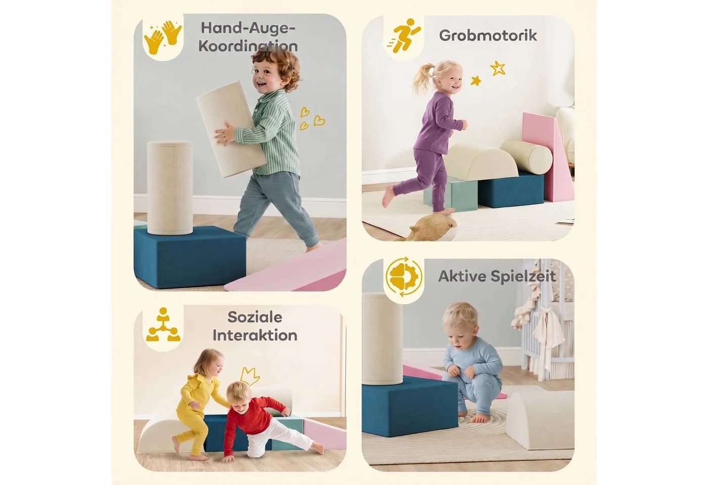 AIYAPPLAY Klettern Riesenbausteine 5-tlg. Samt Schaumstoff bunt - Bild 4